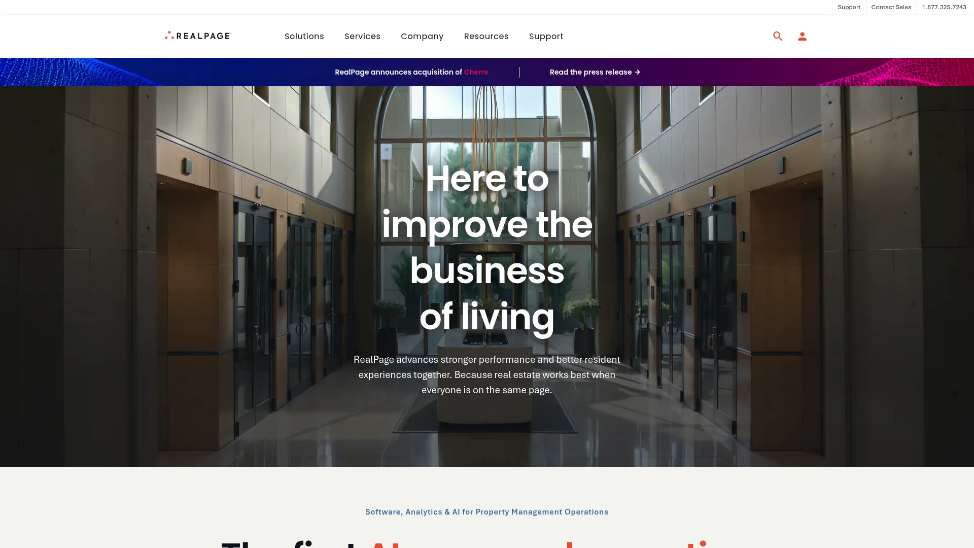 RealPage real estate operations software homepage