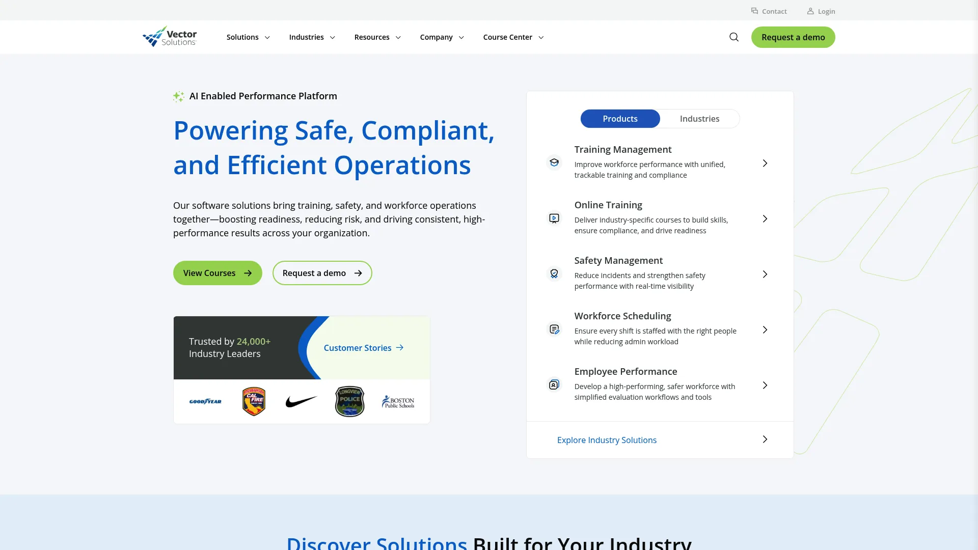 Vector Solutions safety and compliance software homepage
