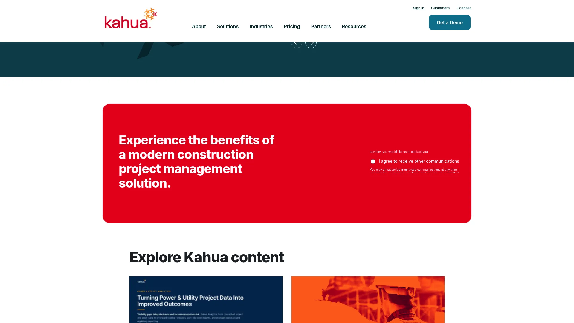 Kahua construction project management platform homepage