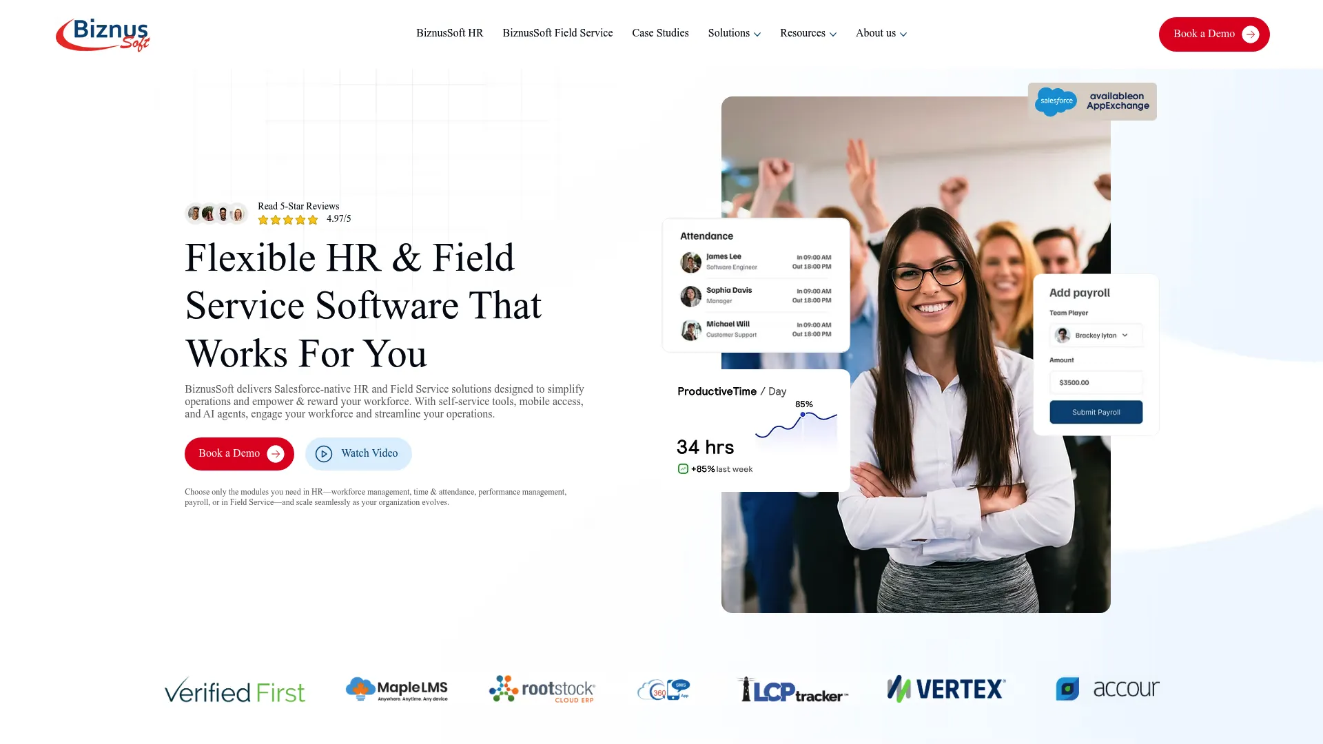 BiznusSoft HR Salesforce-native HR and payroll platform