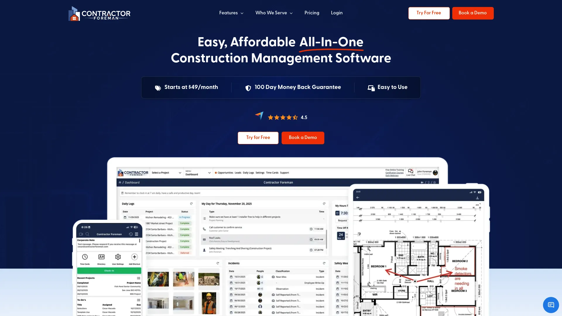 Contractor Foreman construction management dashboard