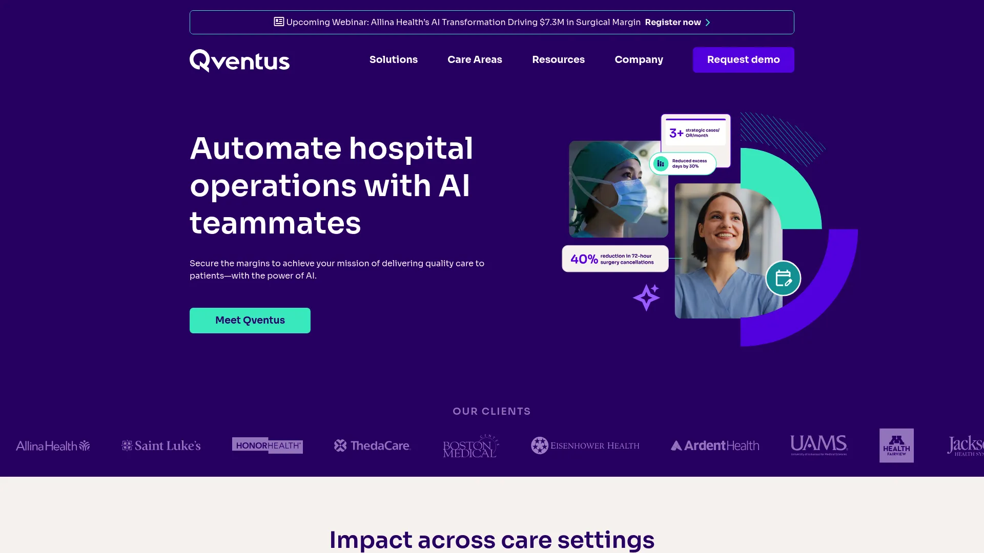 Qventus healthcare operations platform interface