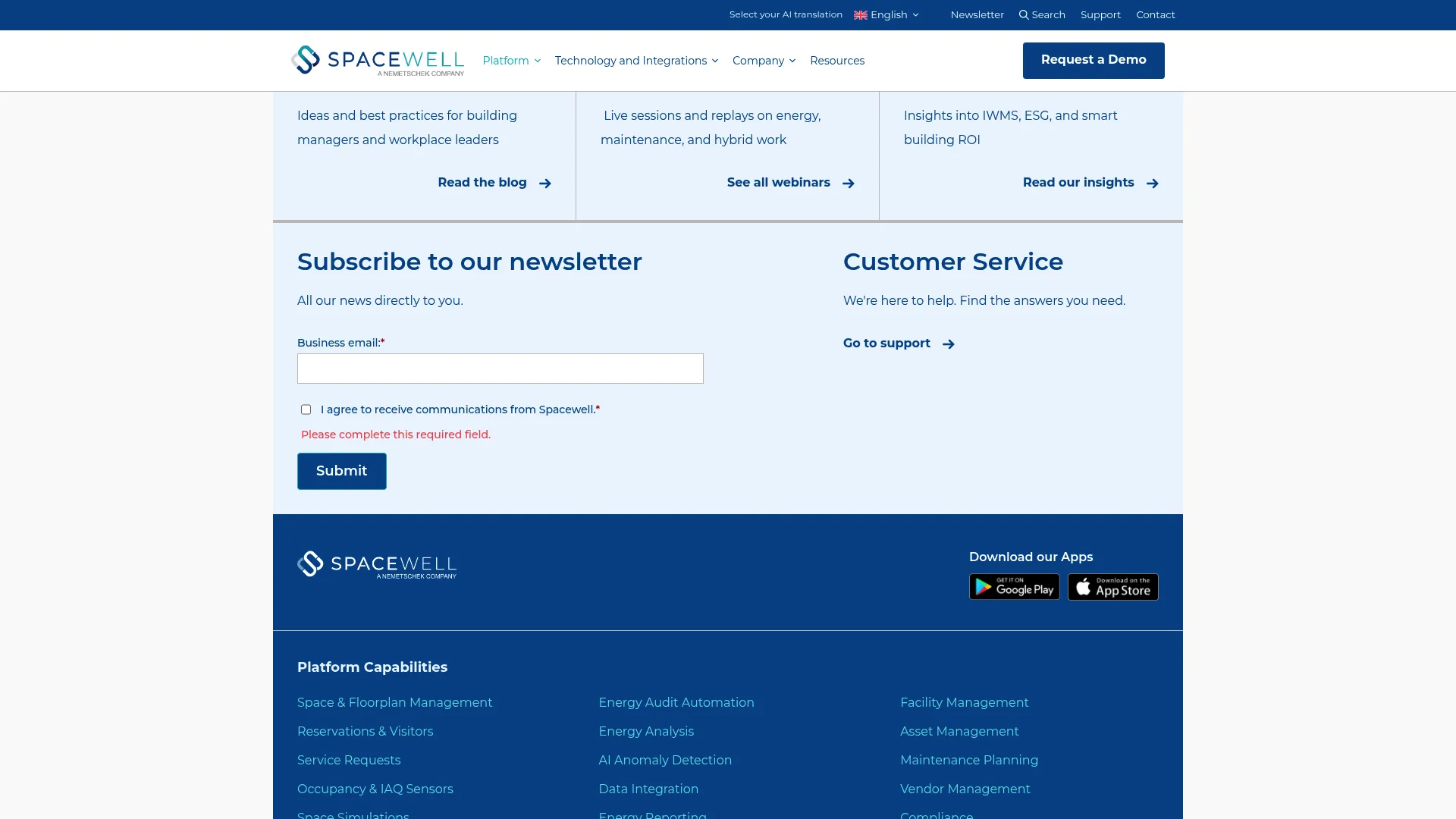 Spacewell Workplace occupancy and space management interface