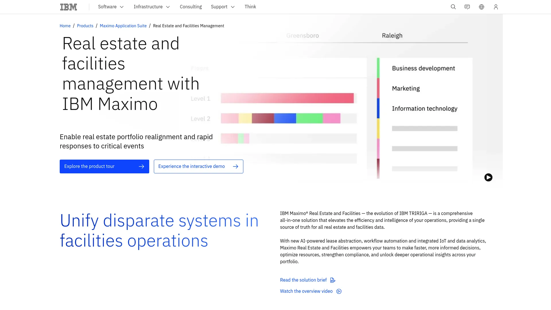 IBM TRIRIGA workplace management software interface