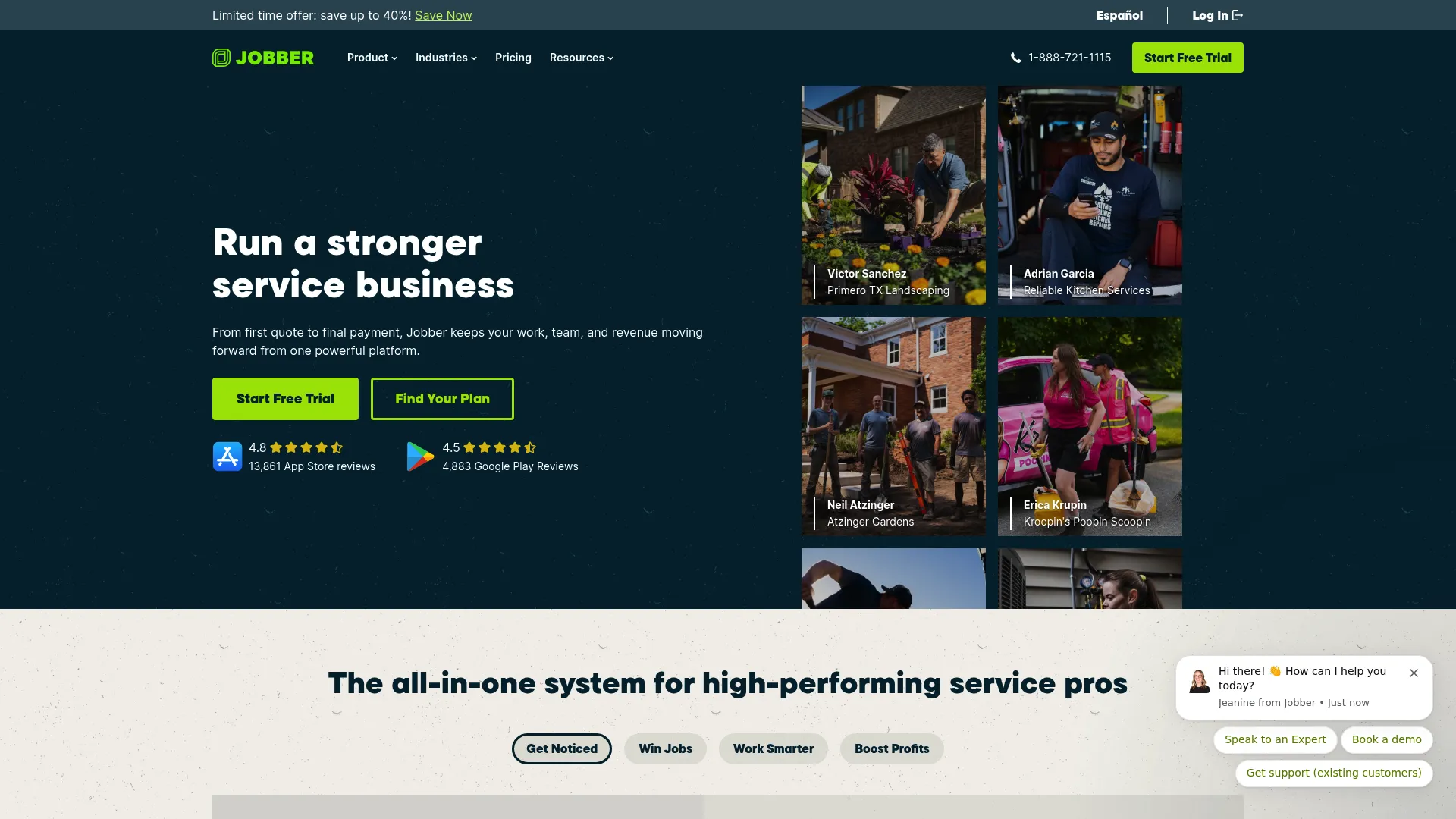 Jobber field service management software dashboard