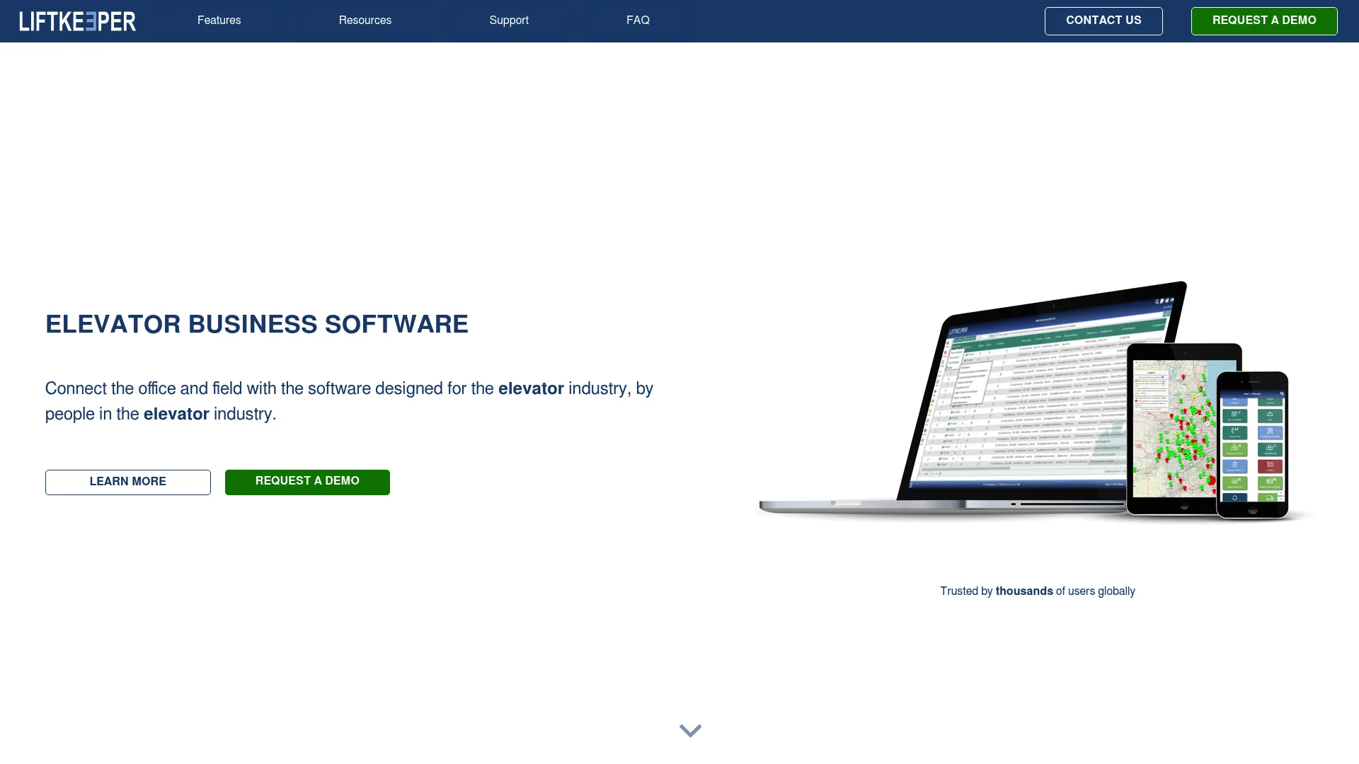 Liftkeeper elevator service software homepage