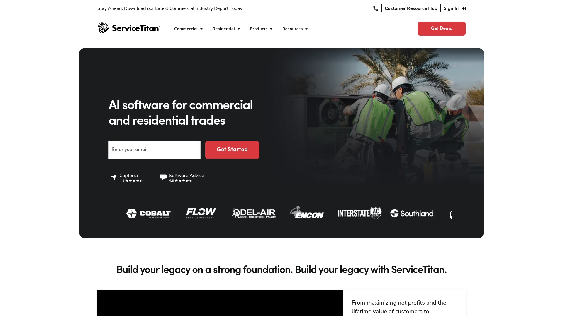 ServiceTitan cloud operating software for contractors homepage