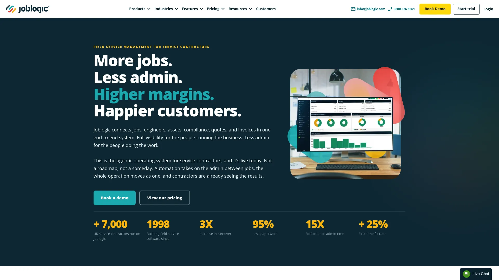 Joblogic field service management software homepage