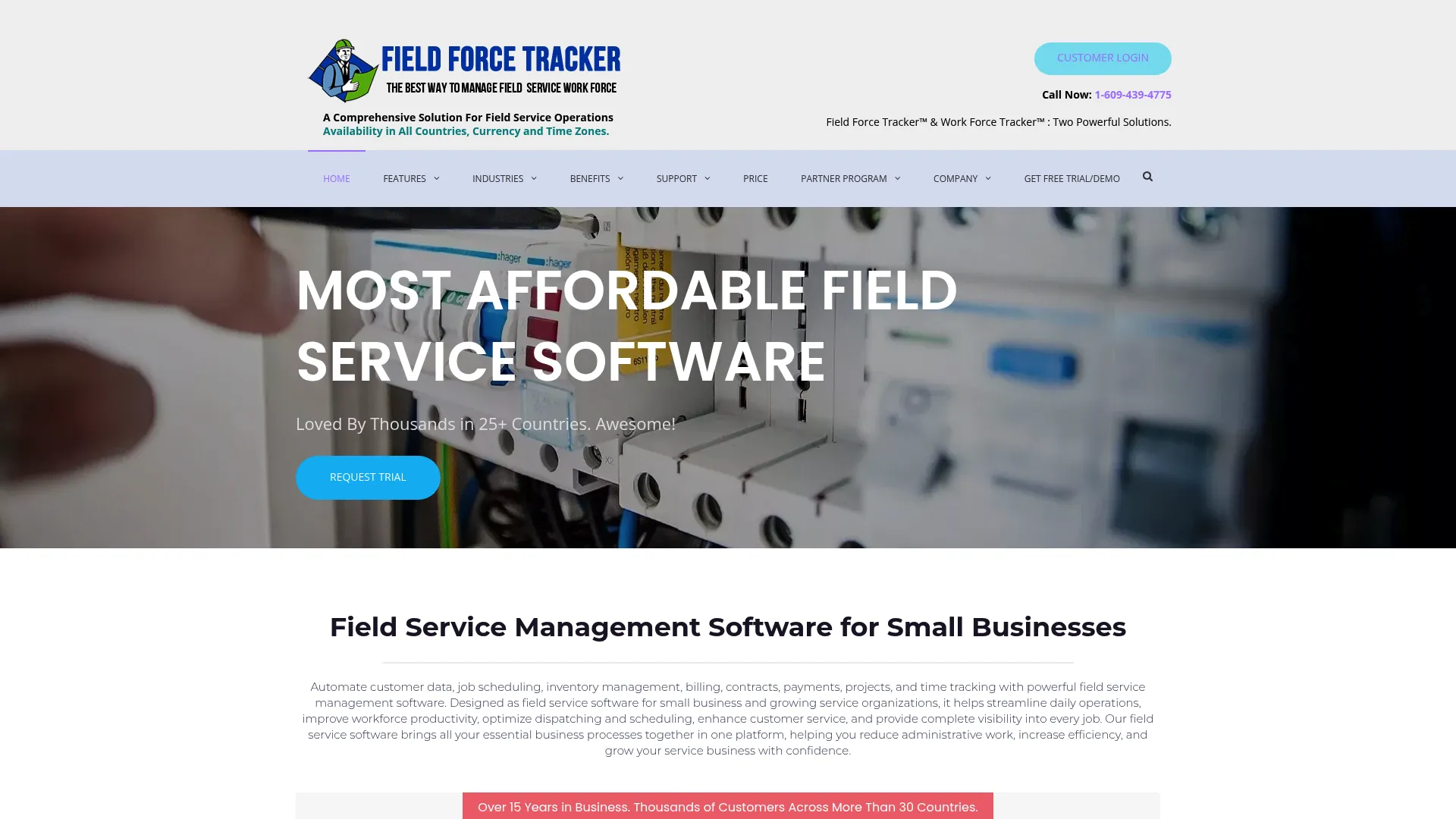 Field Force Tracker field service management software homepage