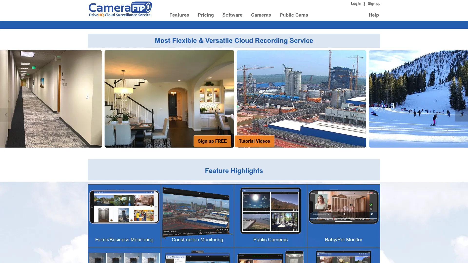 CameraFTP Virtual Security System cloud recording and live view screen