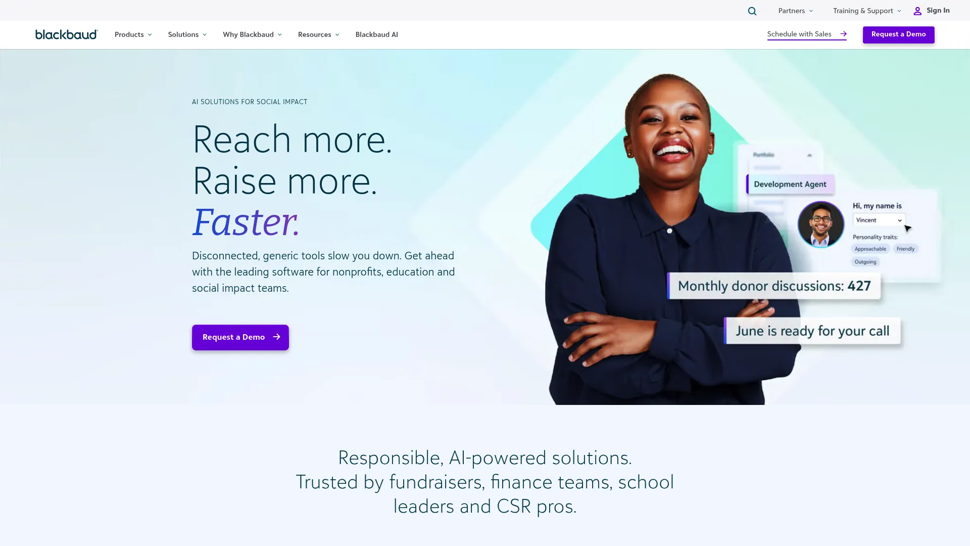 Blackbaud social-impact software homepage