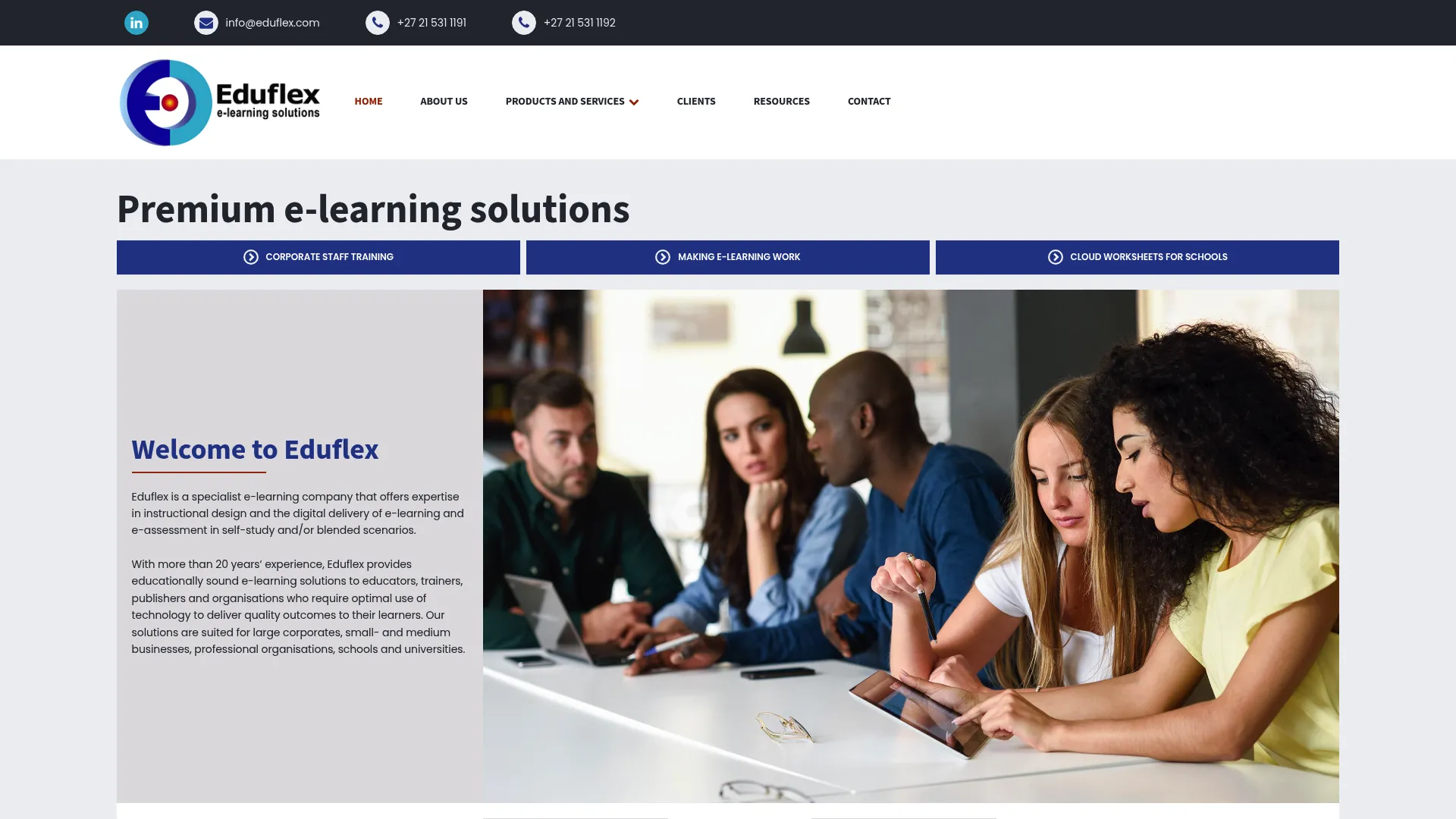 Eduflex digital learning platform homepage
