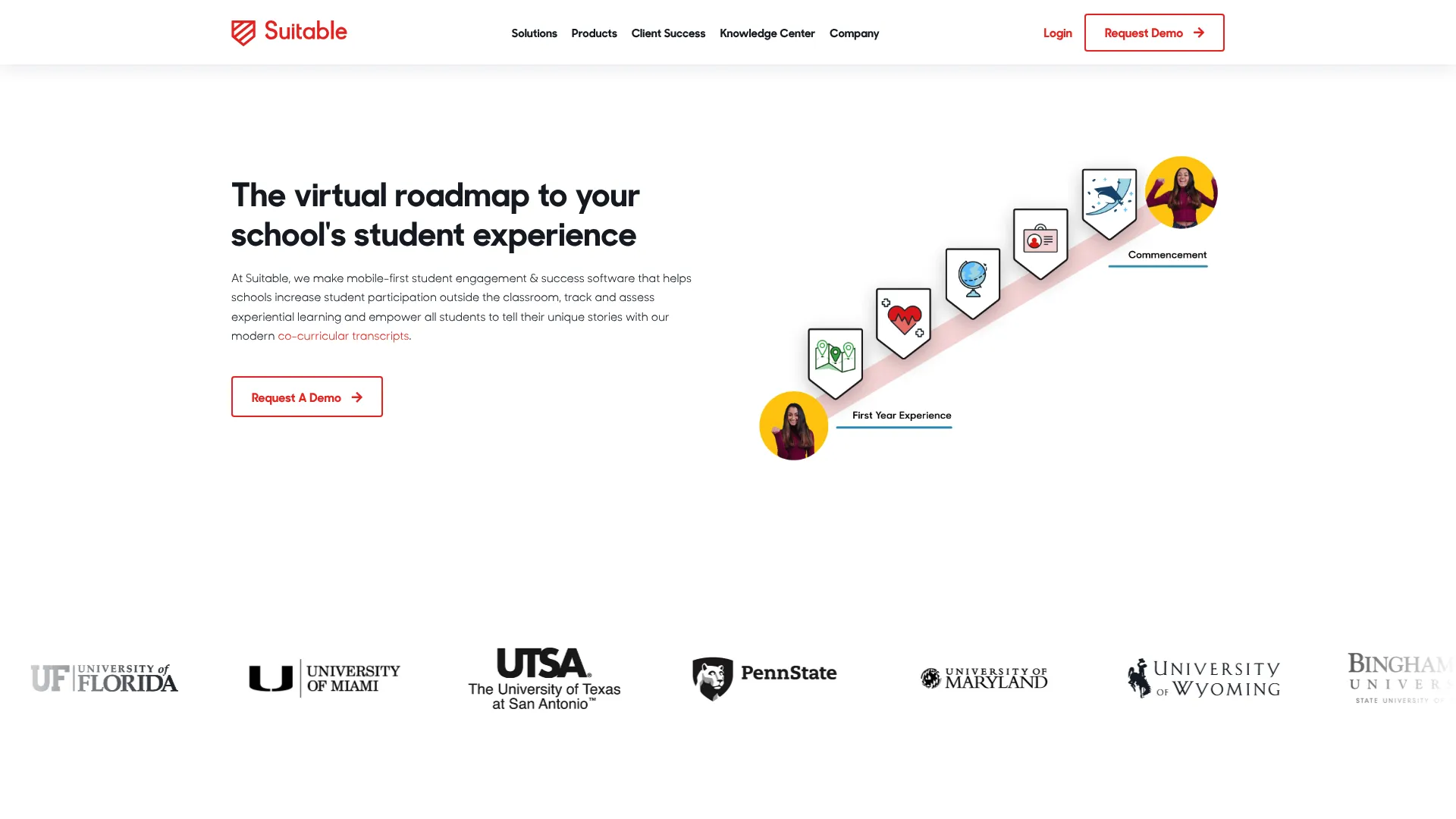 Suitable student engagement and success platform homepage