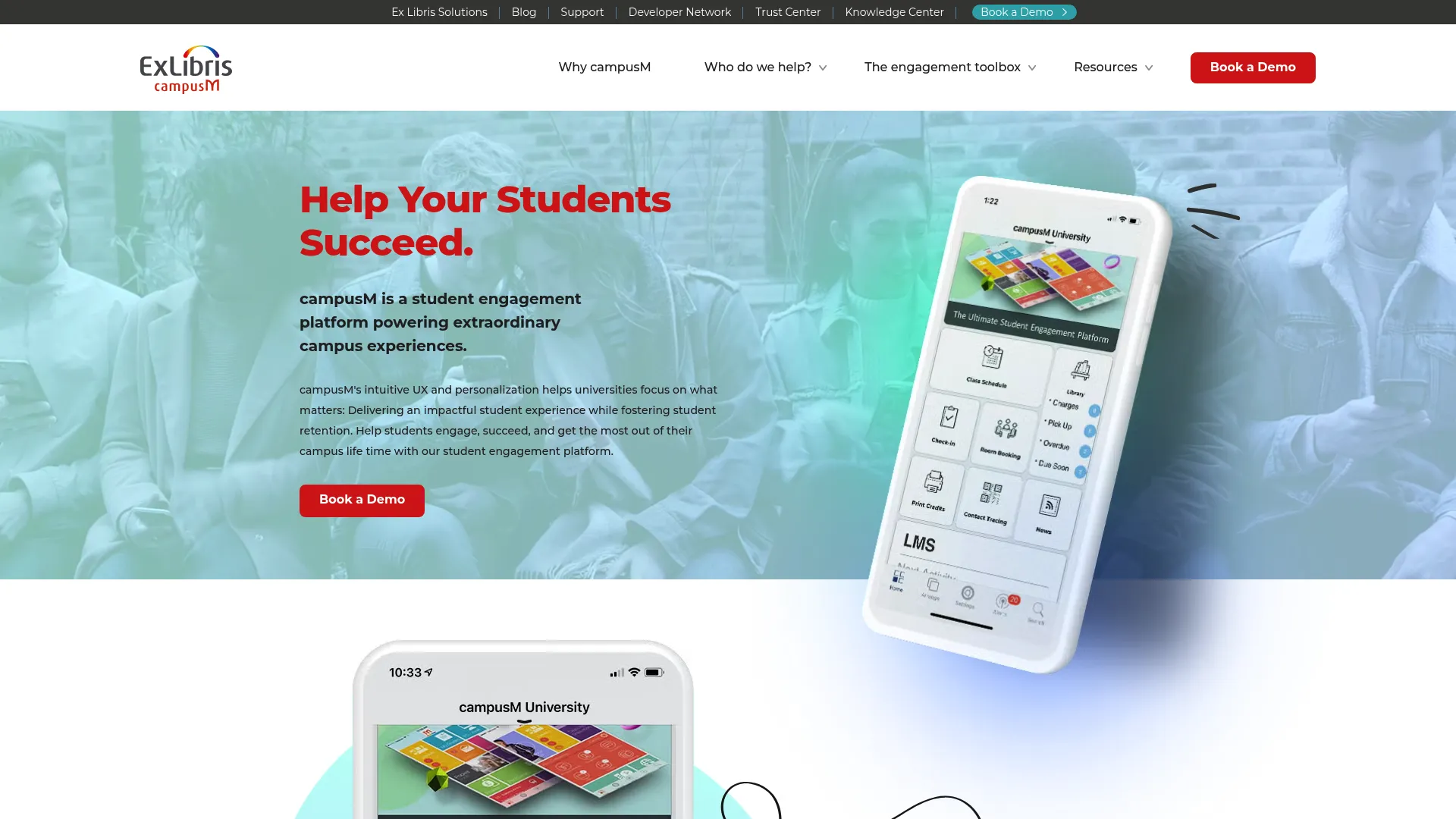 campusM mobile student engagement platform homepage