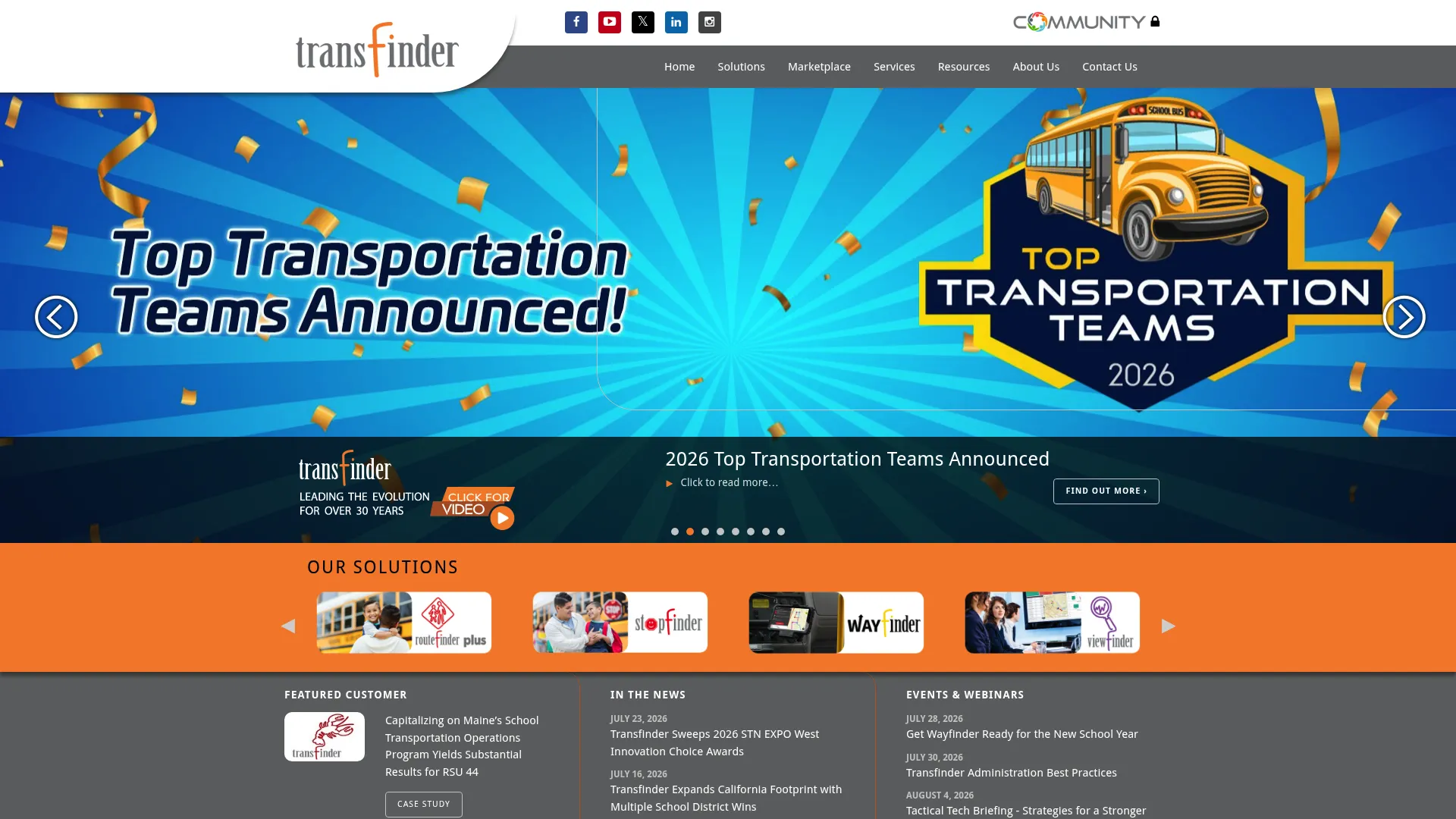 Transfinder website homepage