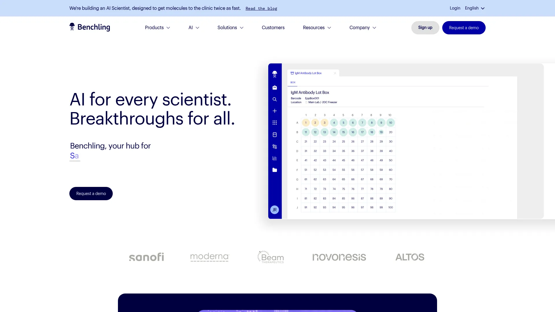 Benchling electronic lab notebook software interface