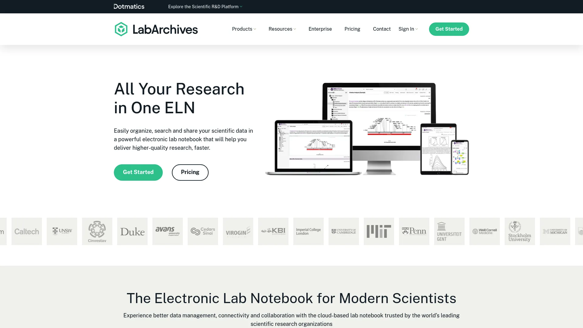 LabArchives cloud electronic lab notebook interface