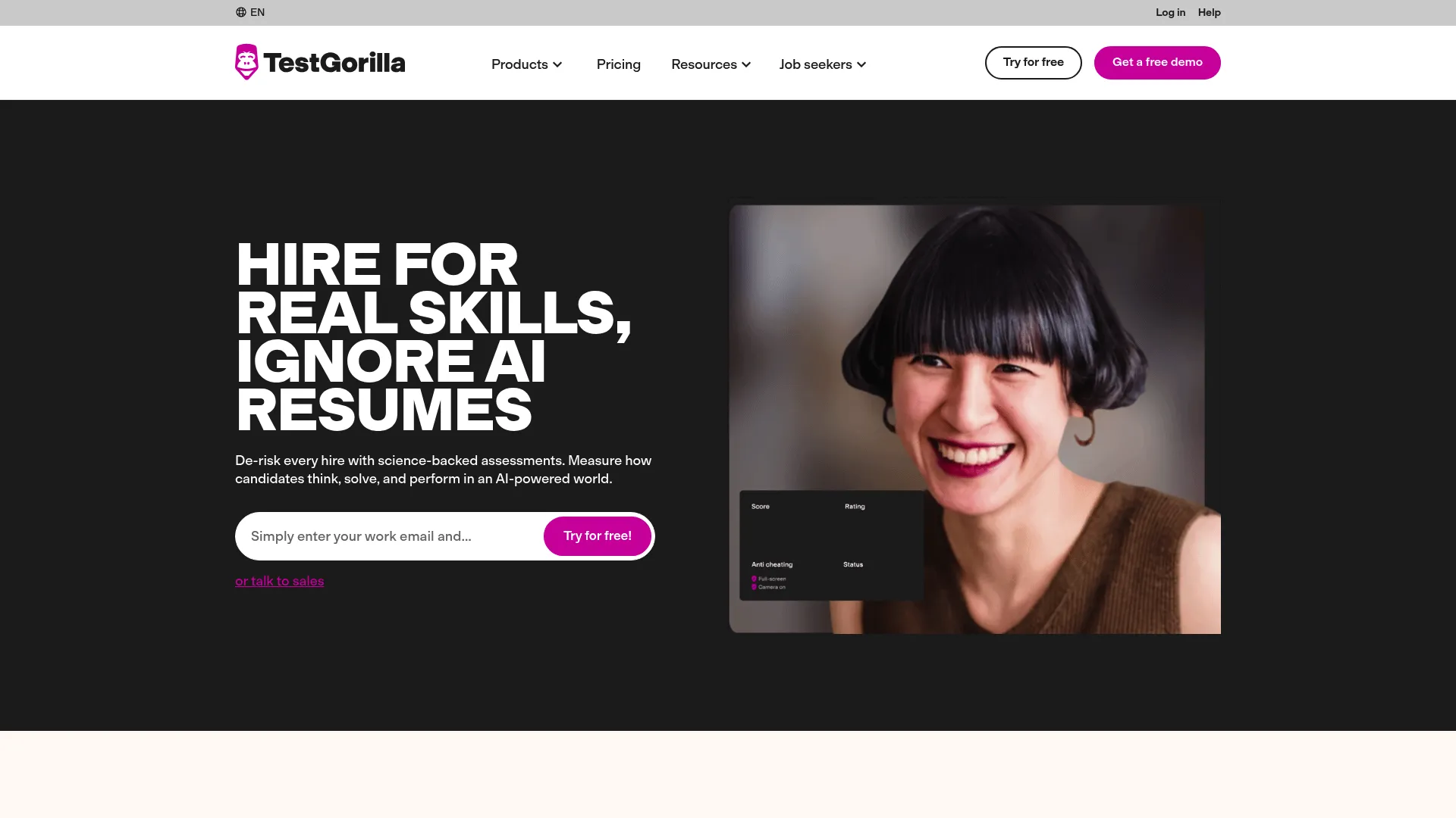 TestGorilla skills assessment and hiring platform