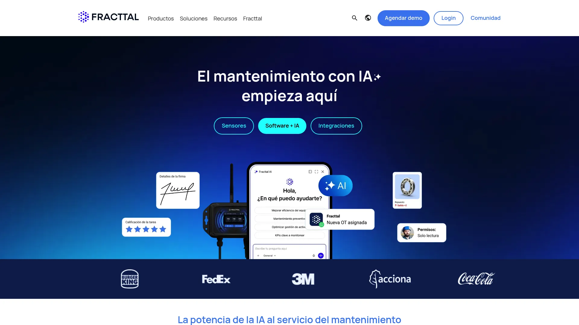 Fracttal One CMMS software homepage