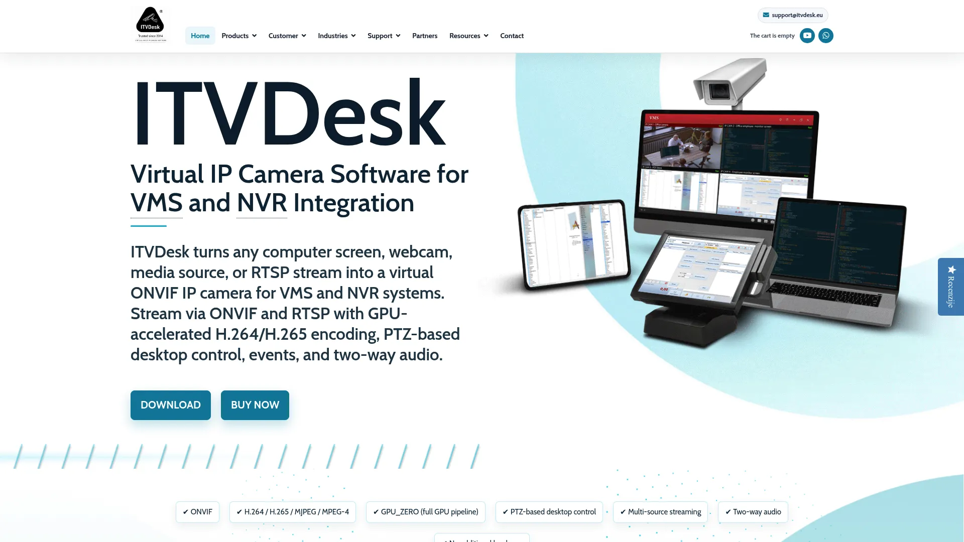 ITVDesk virtual ONVIF camera configuration interface
