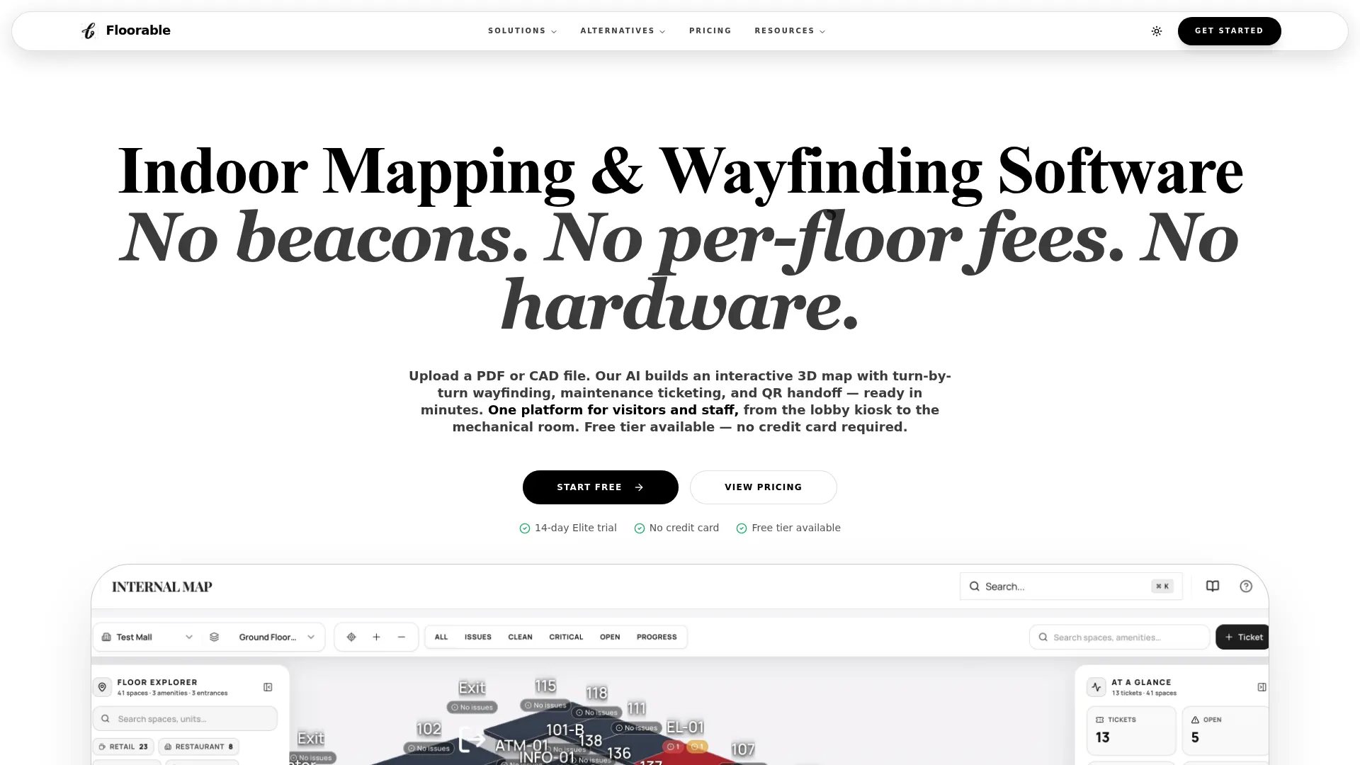 Floorable interactive 3D indoor mapping and wayfinding homepage