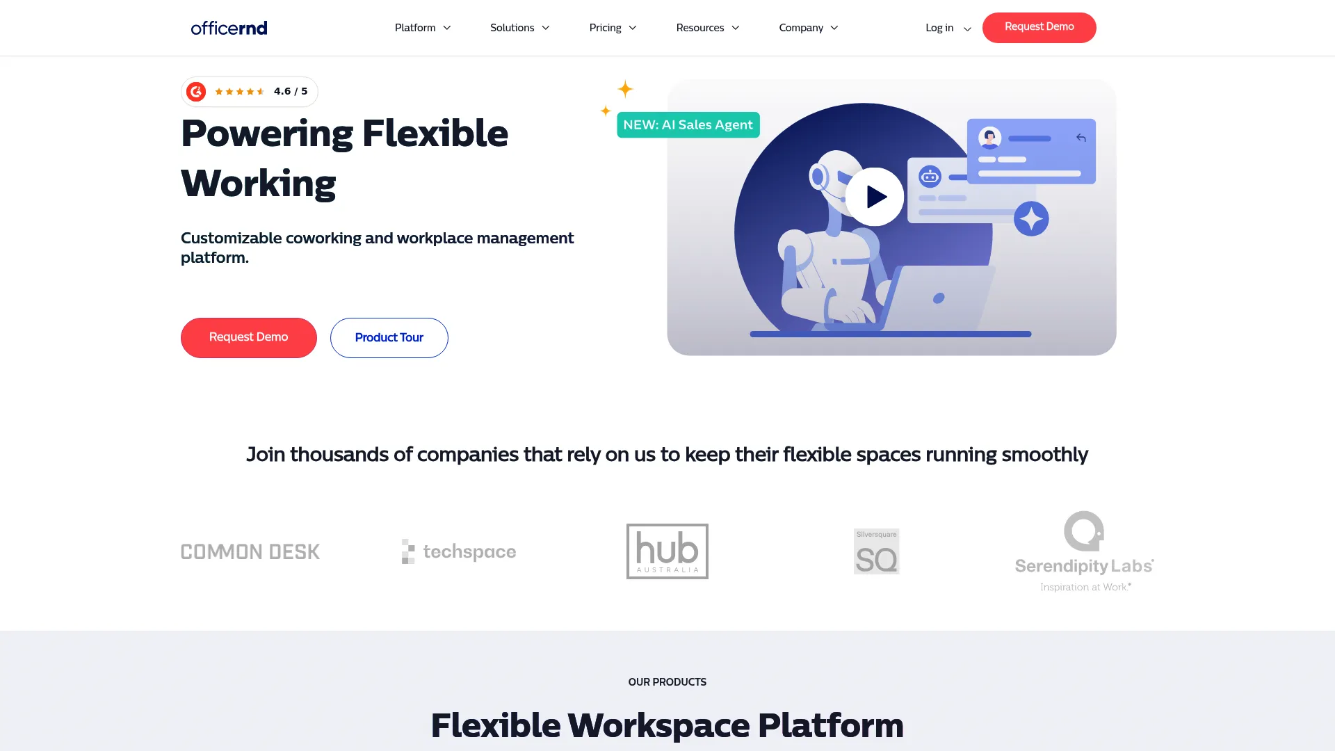 OfficeRnD coworking and flex space management software homepage