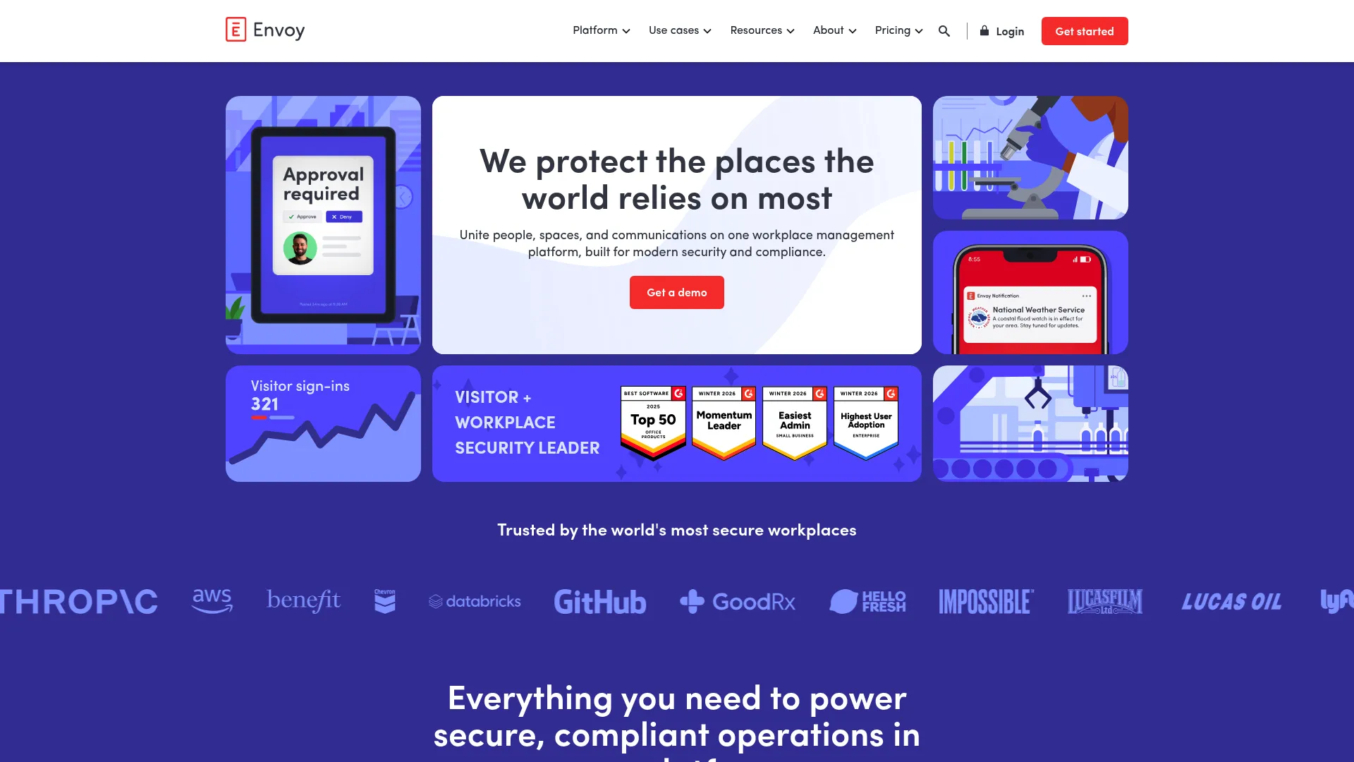 Envoy workplace management platform homepage