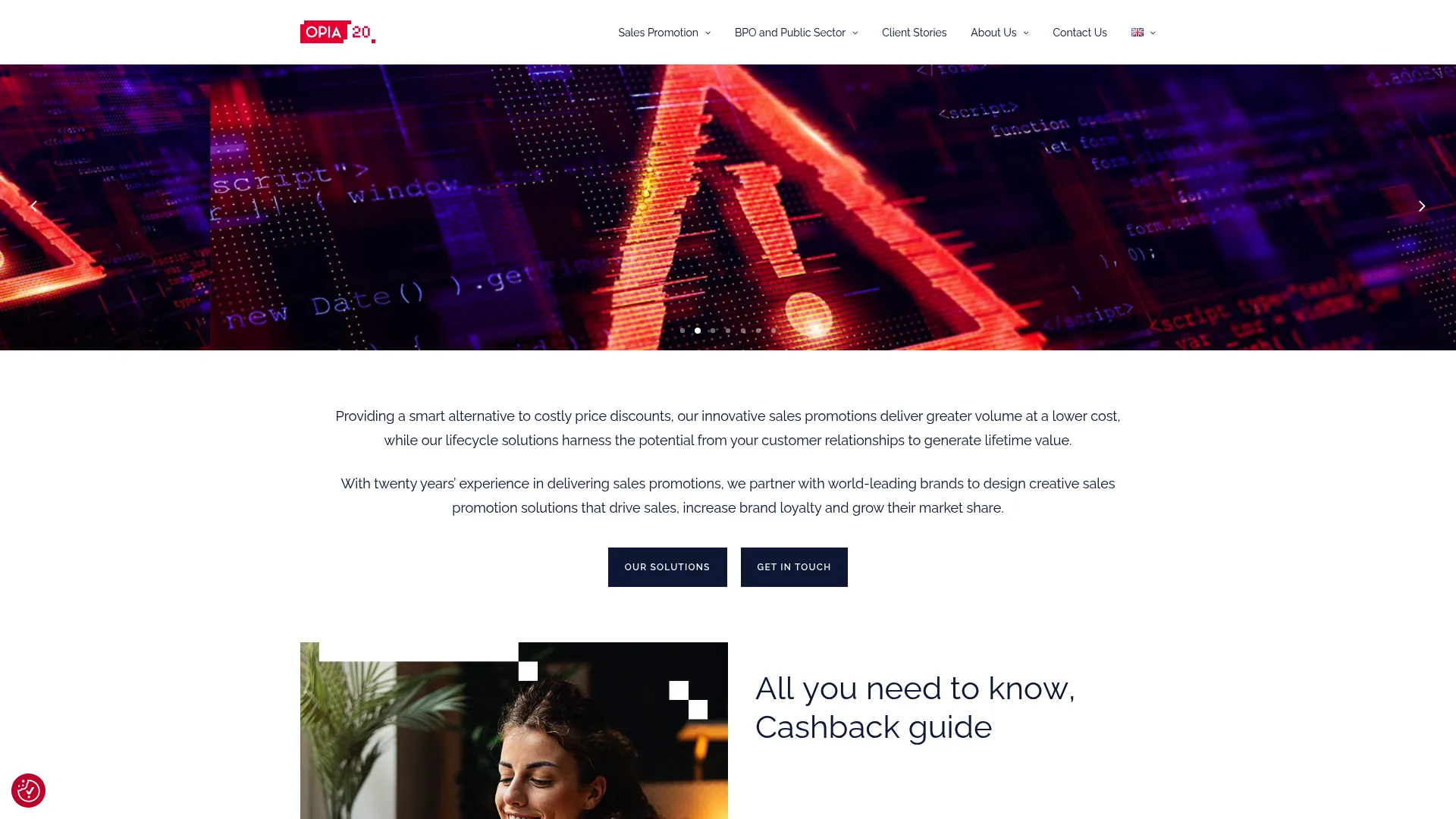 Opia sales promotion software and campaign platform homepage