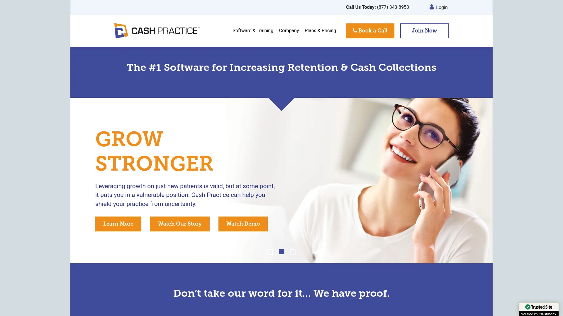Cash Practice Systems software homepage for practice retention
