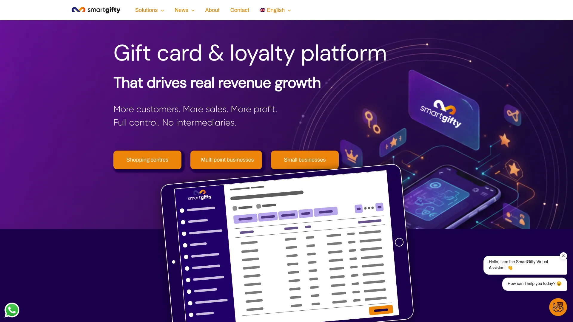SmartGifty digital gift card and loyalty platform homepage