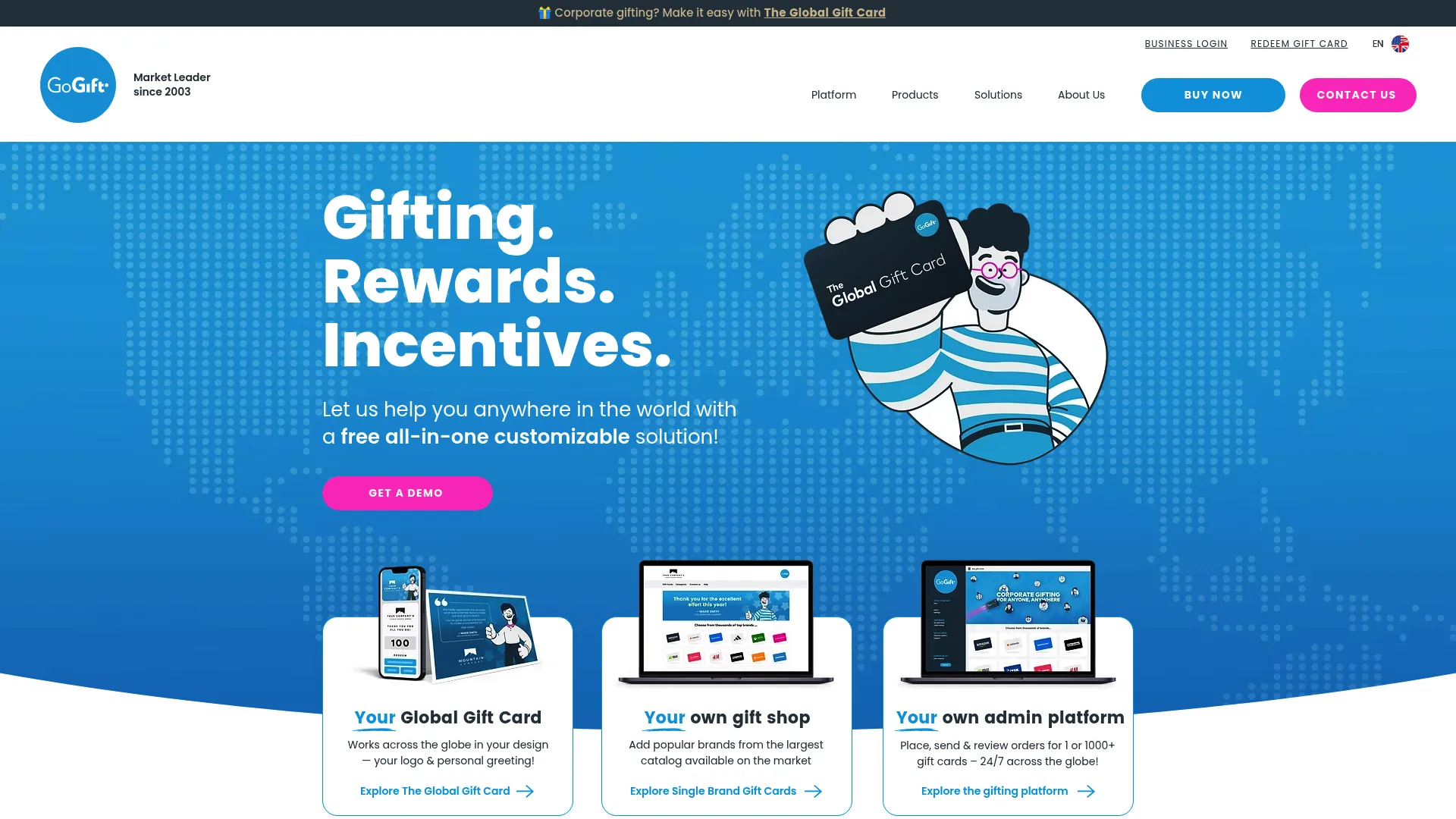GoGift global gift card and corporate gifting platform homepage