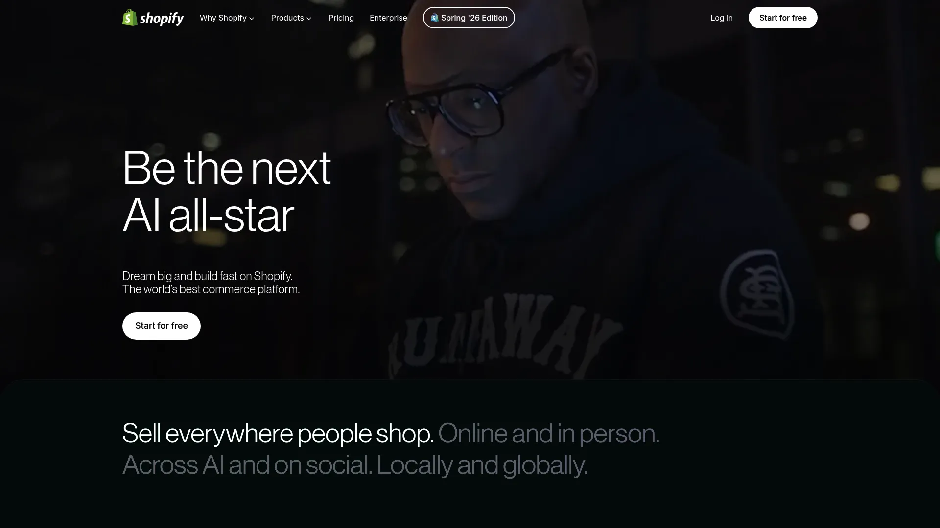 Shopify homepage screenshot
