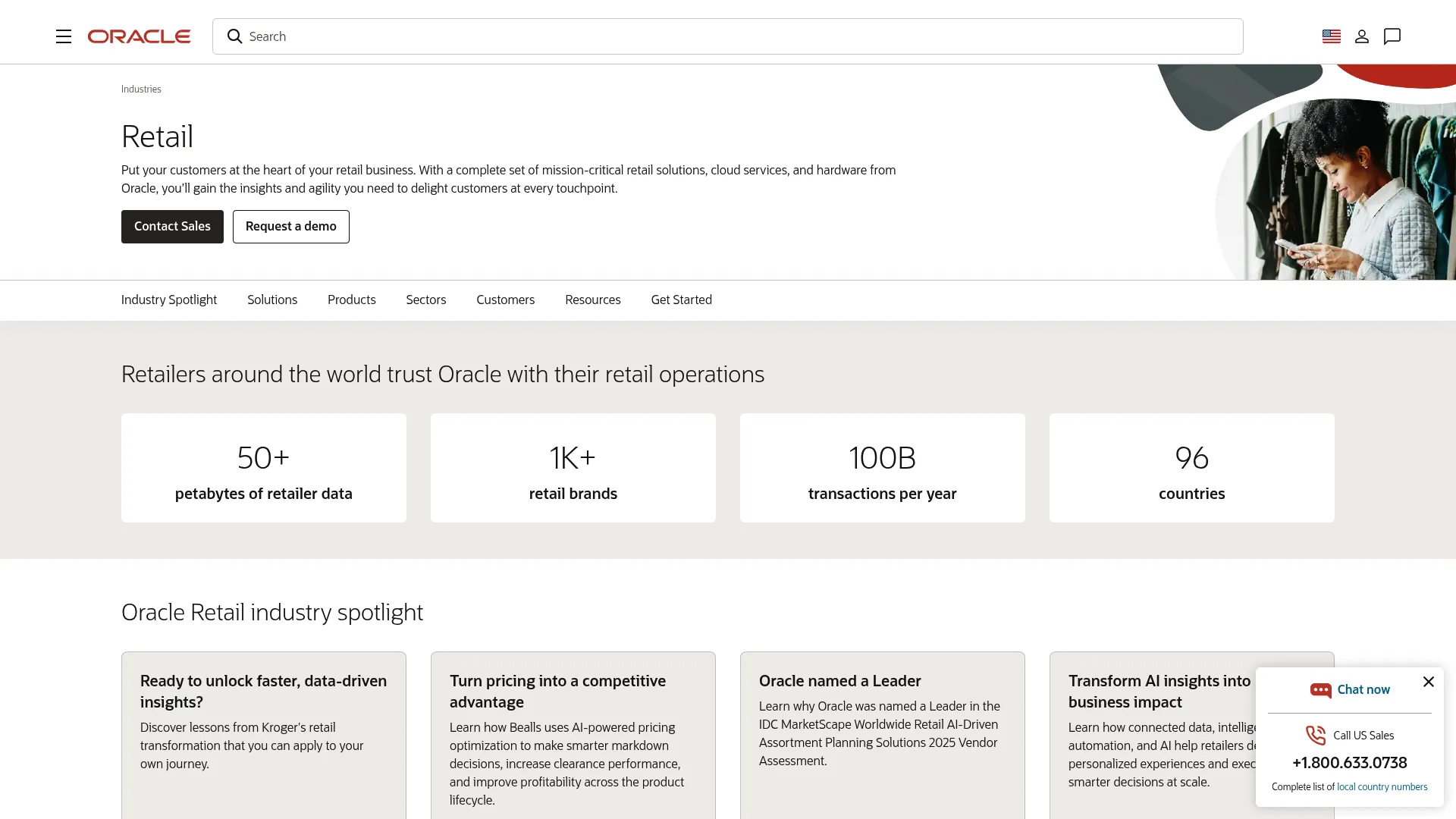 Oracle Retail enterprise merchandising and omnichannel operations homepage