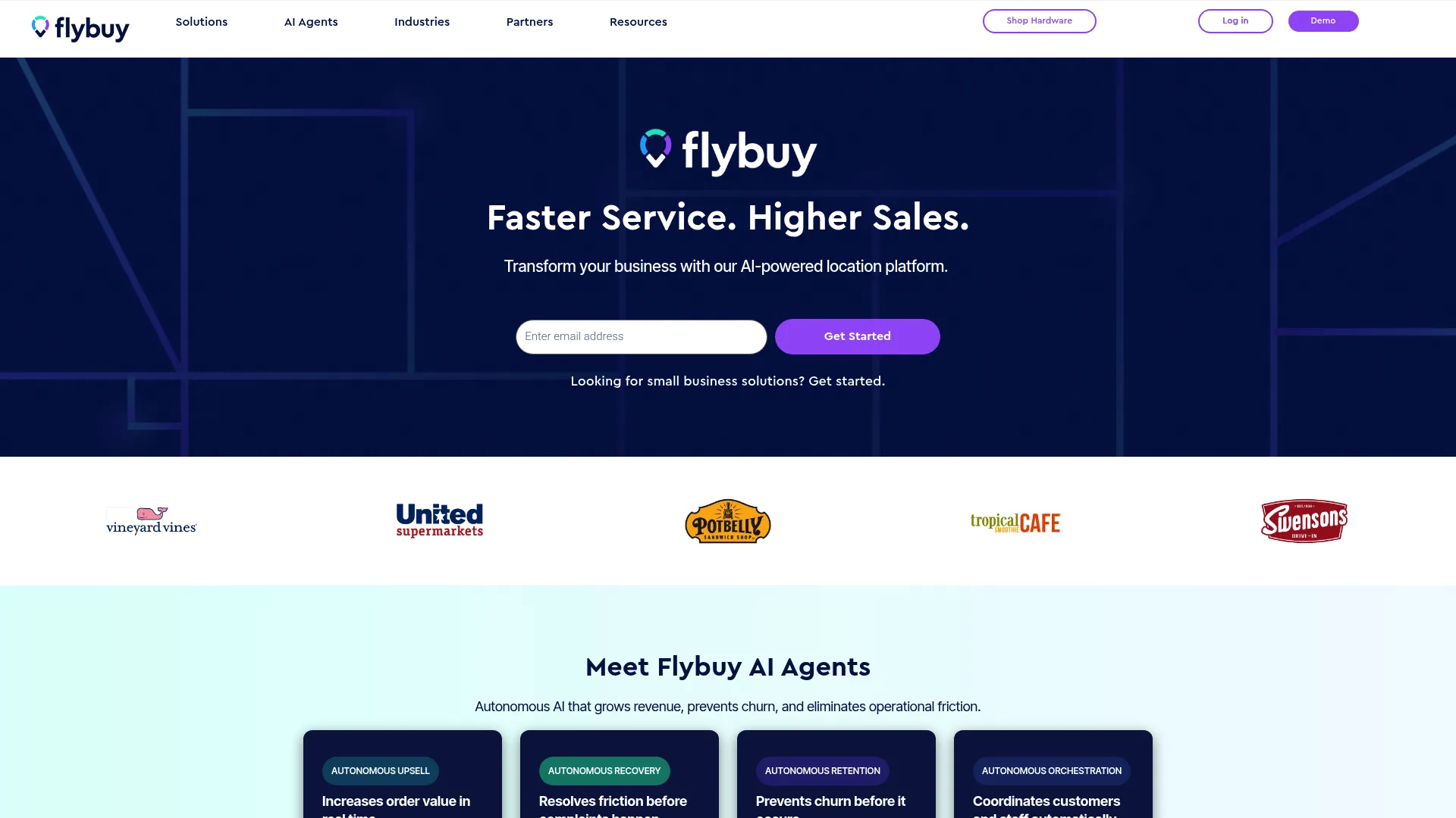 Flybuy curbside pickup and location platform homepage