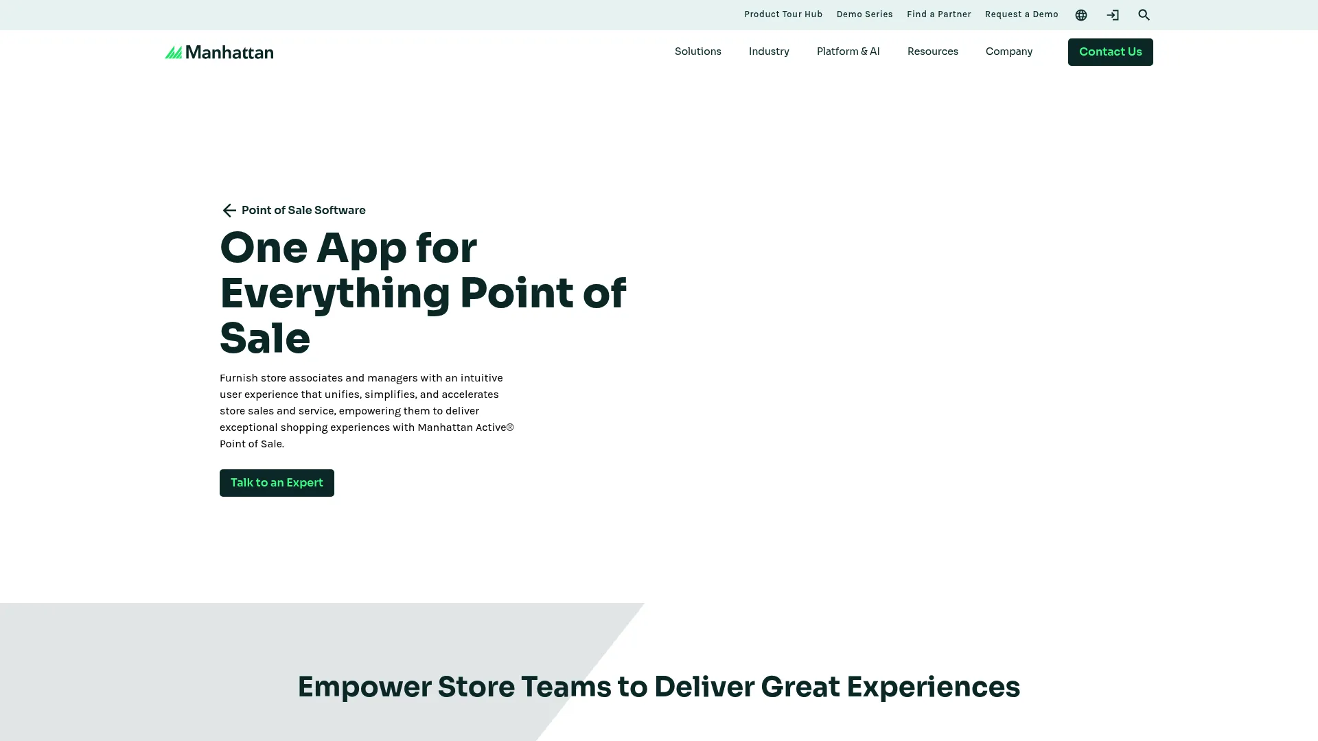 Manhattan Active Point of Sale unified POS app page