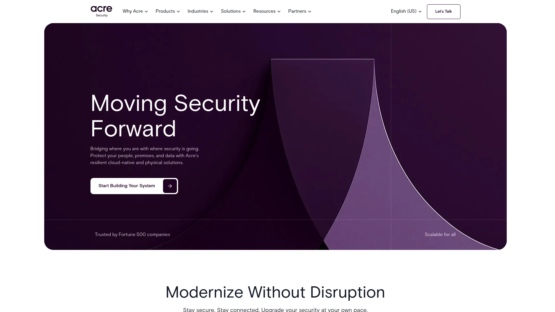 Acre Security access control and building analytics homepage