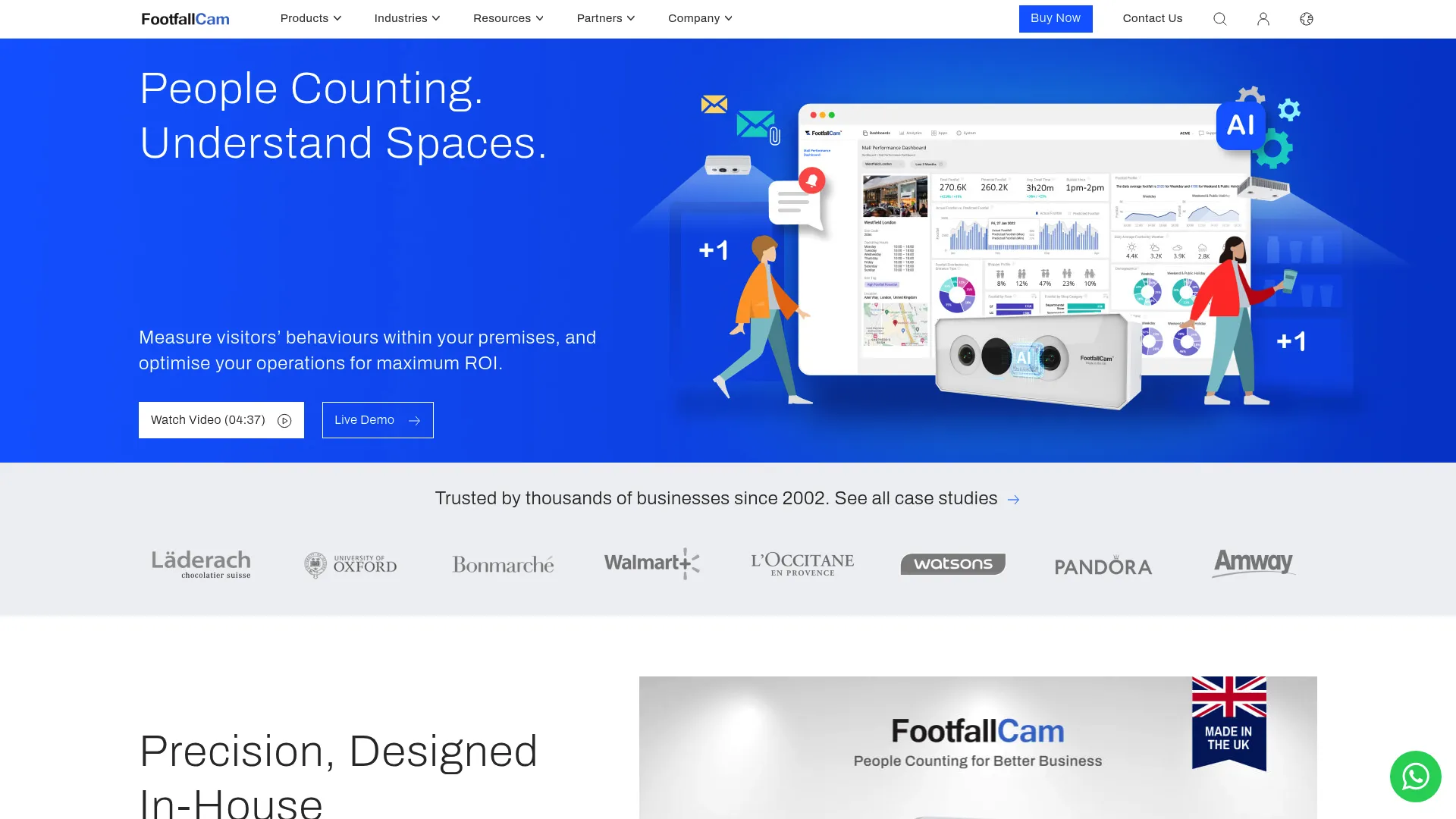 FootfallCam people counting and retail analytics homepage