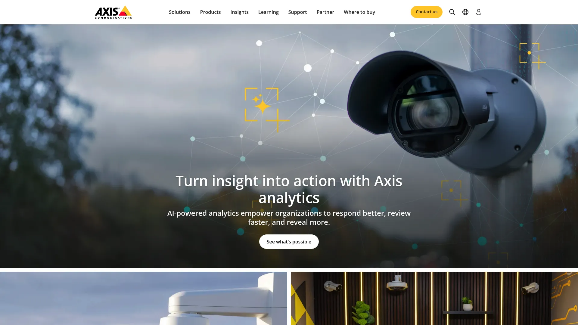 Axis Communications network video and analytics homepage