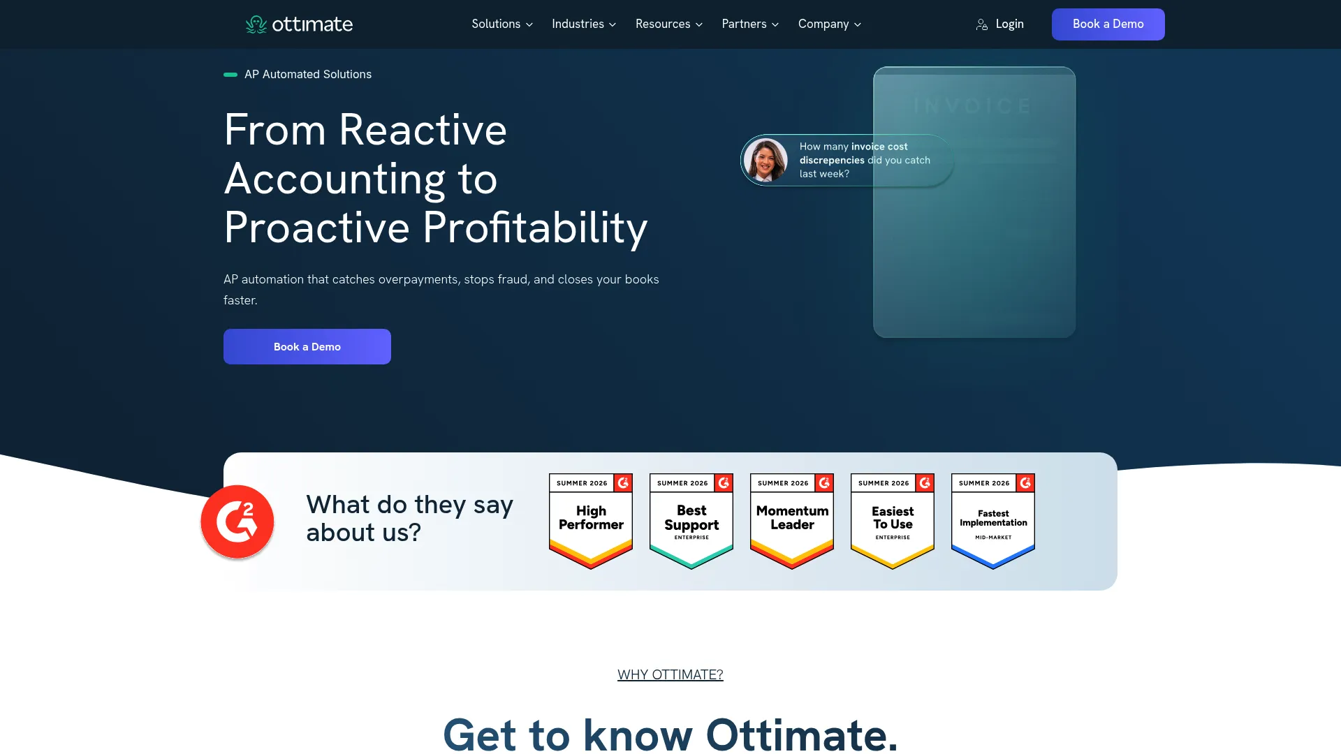 Ottimate AI-powered accounts payable automation software homepage