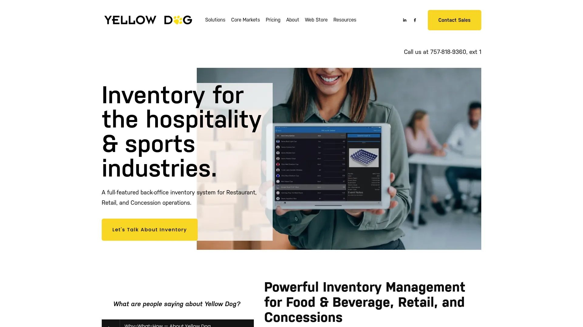 Yellow Dog inventory management software homepage