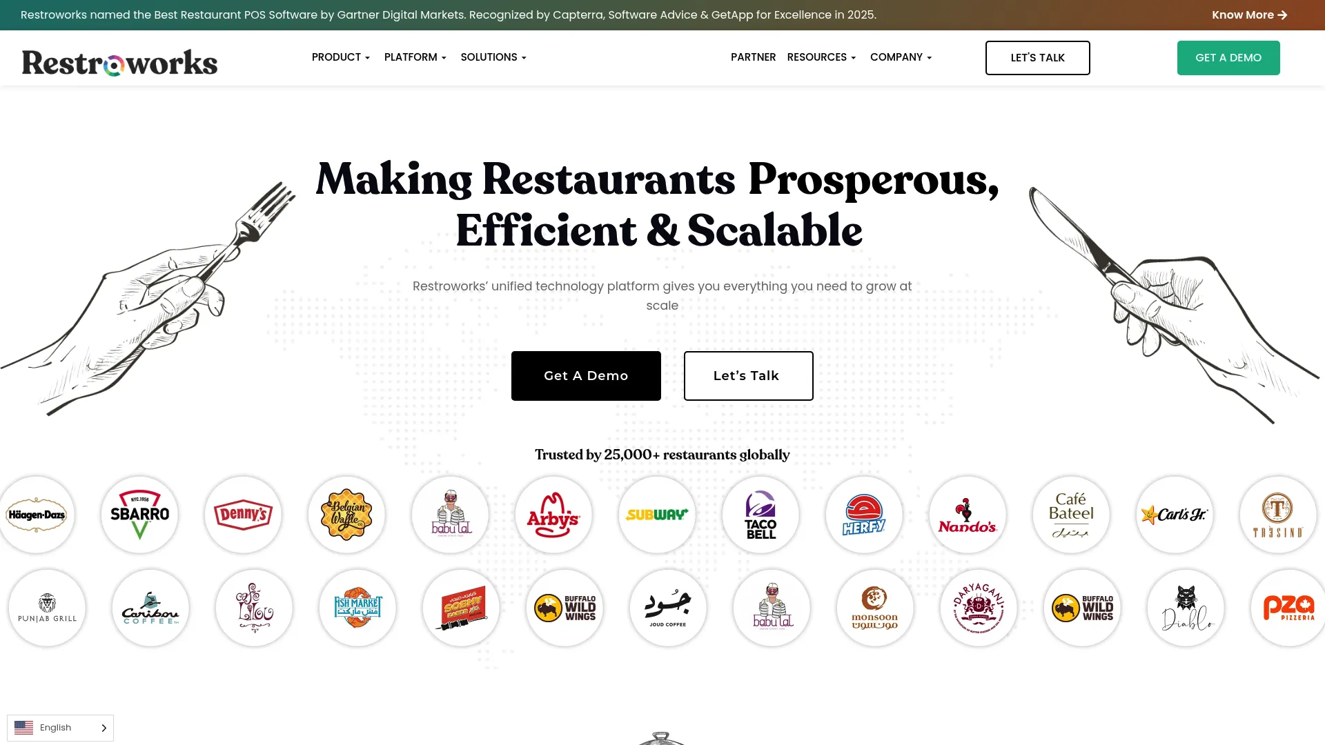 Restroworks cloud restaurant management platform homepage