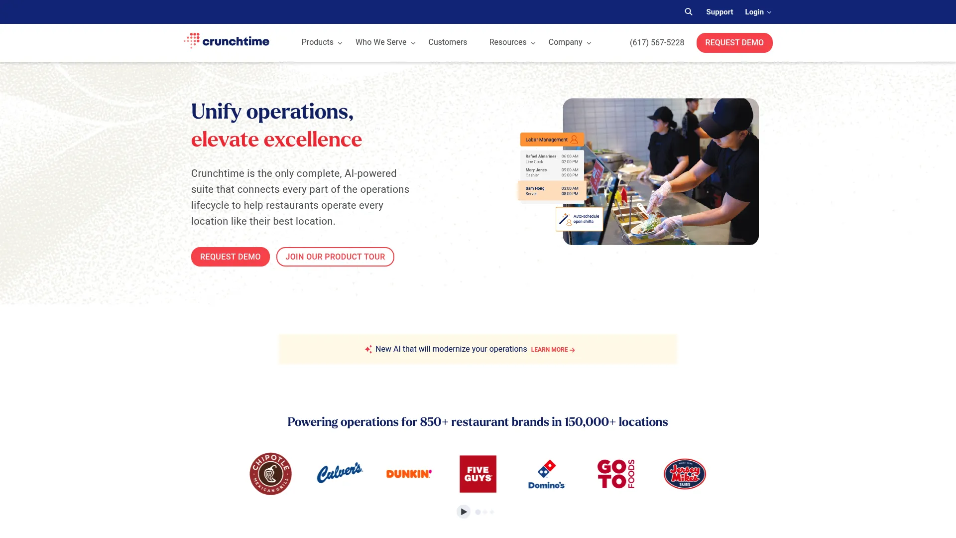 Crunchtime restaurant operations software homepage