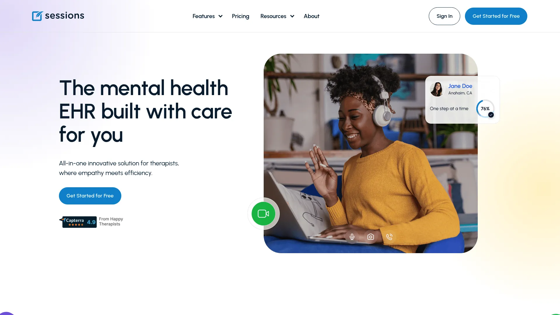 Sessions Health EHR client and scheduling view