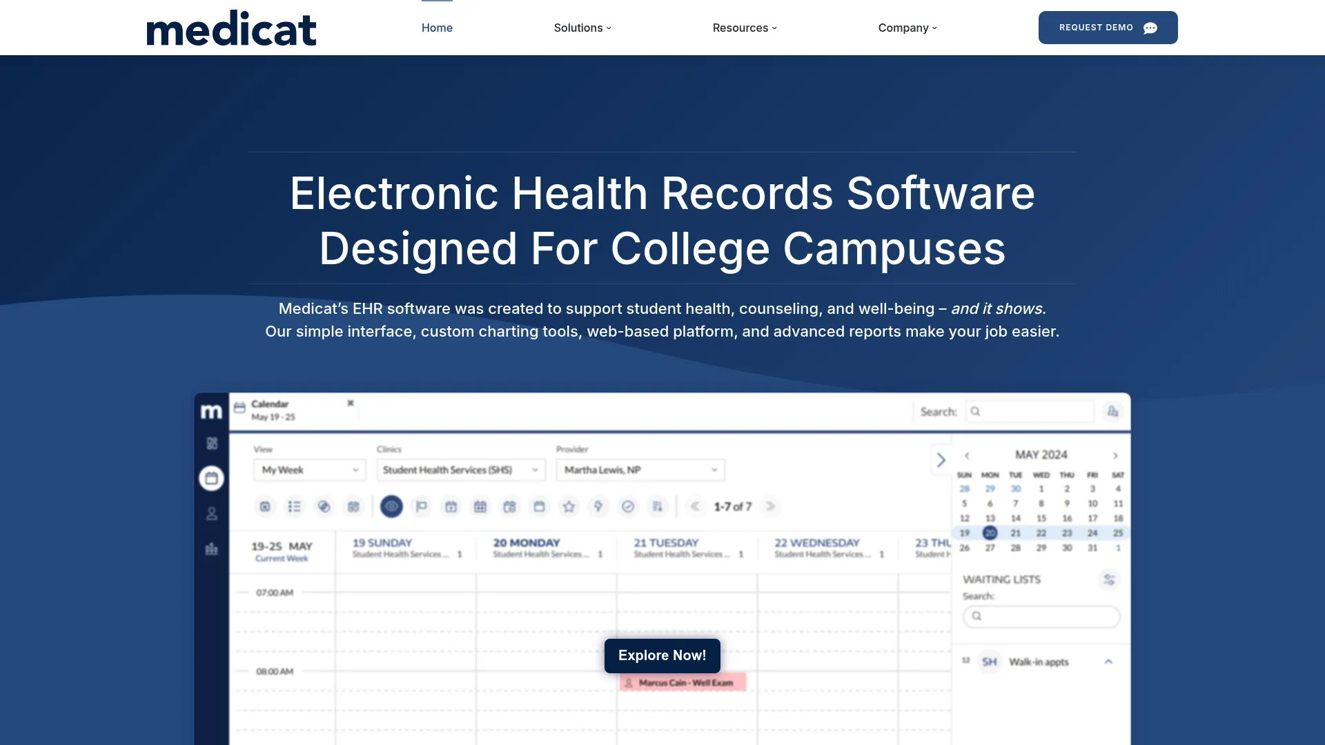 Medicat counseling EHR homepage