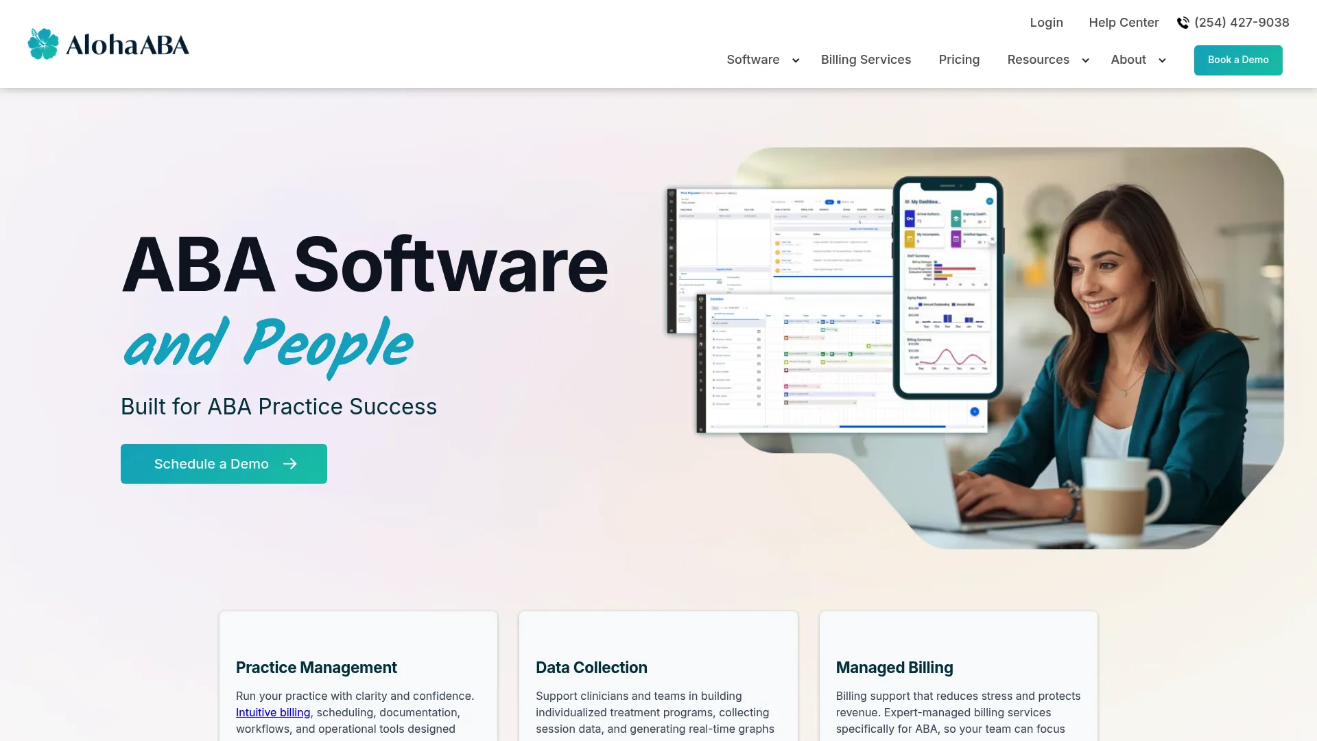 Aloha ABA ABA practice management software homepage