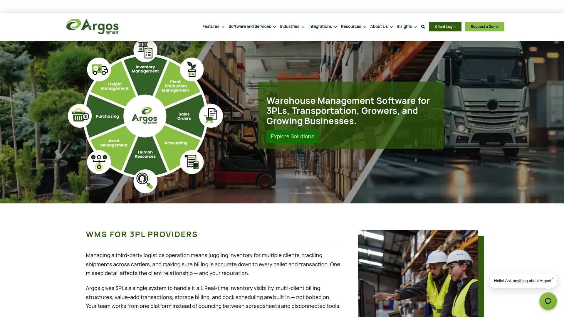Argos Software agribusiness operations platform homepage