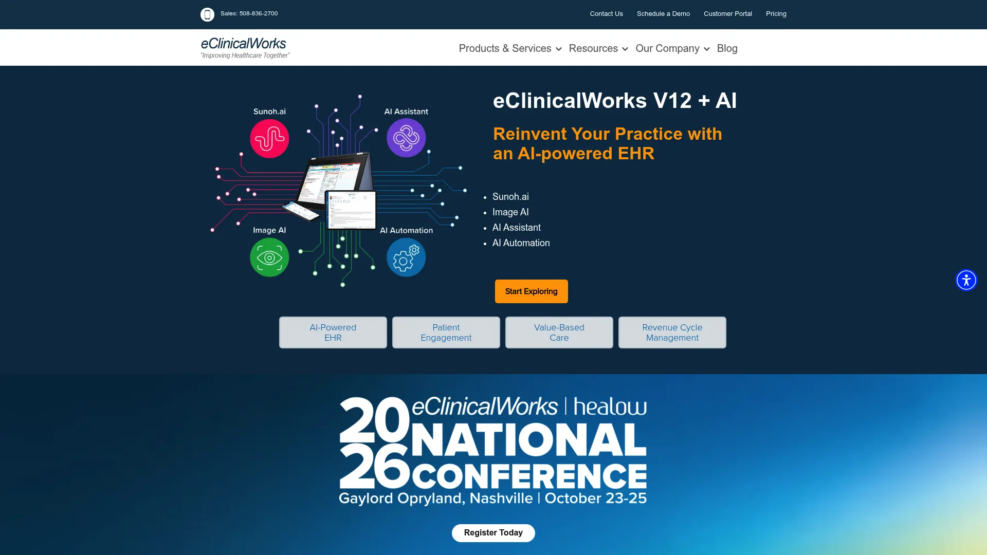 eClinicalWorks cloud EHR and practice management homepage