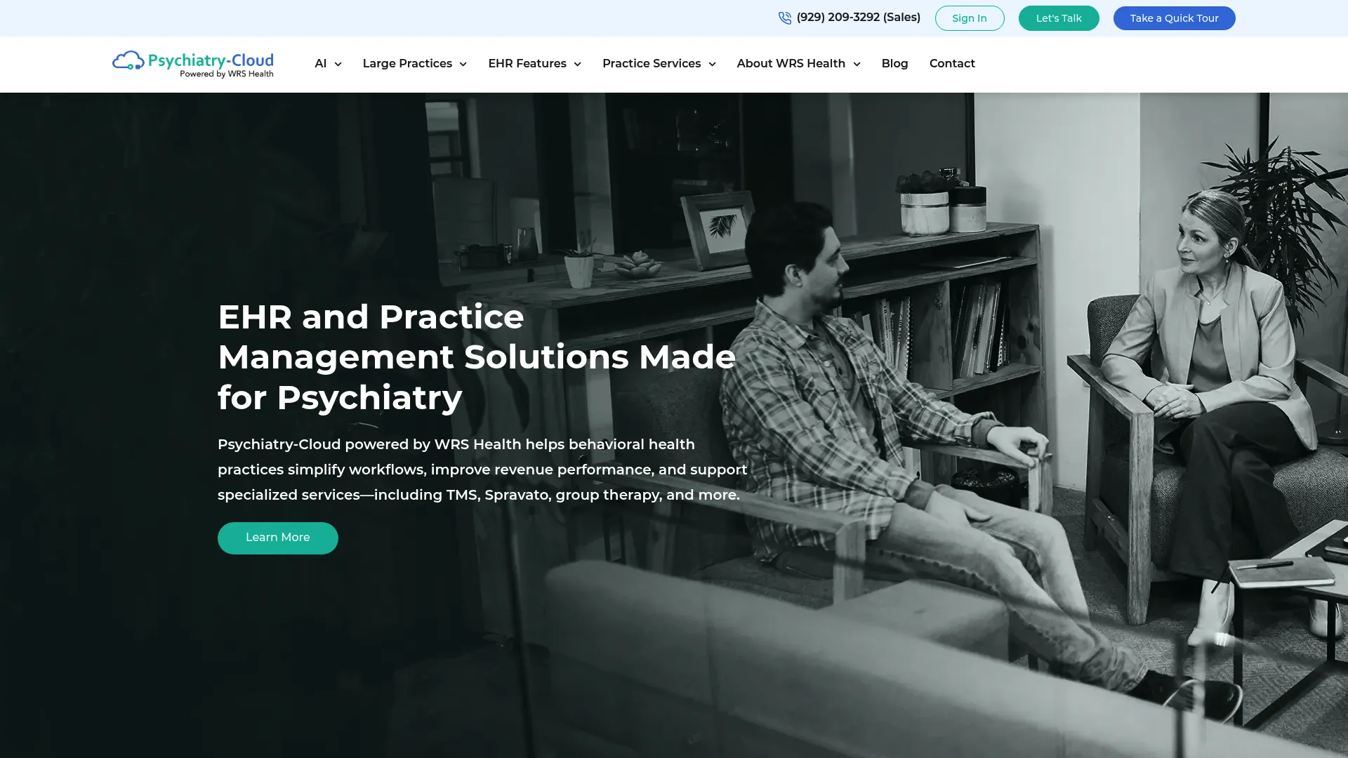 Psychiatry-Cloud psychiatry EHR and practice management homepage