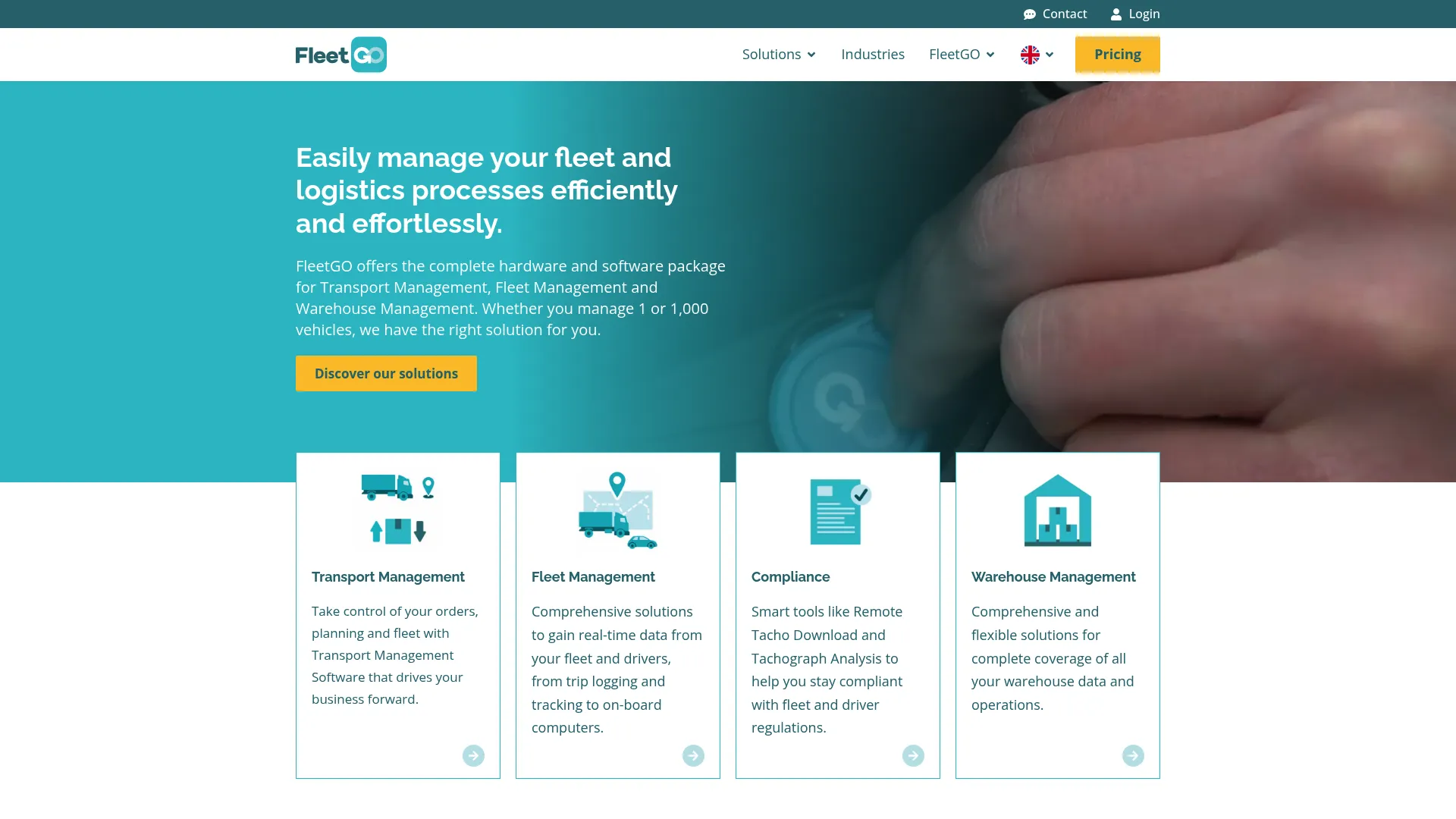 FleetGO fleet and transport management software homepage
