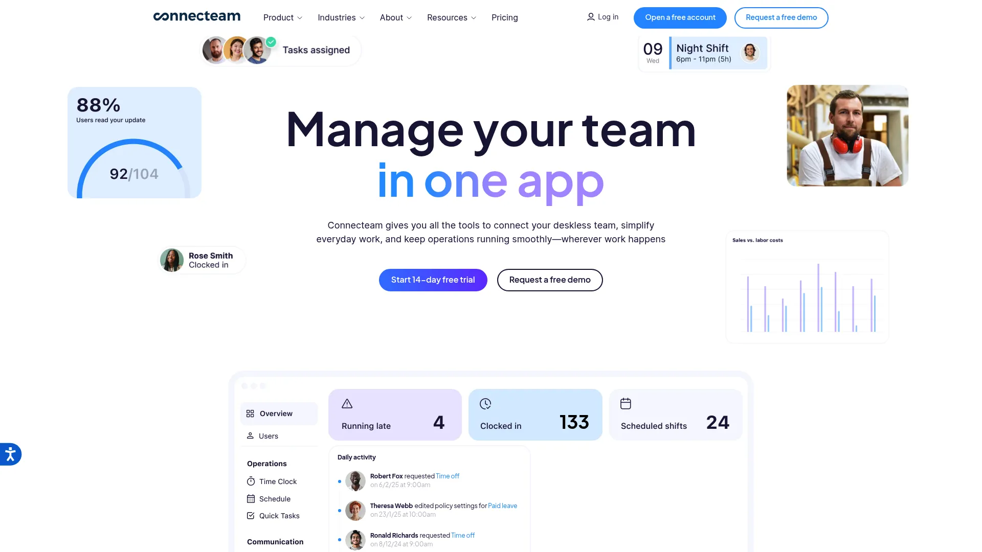 Connecteam workforce management app homepage